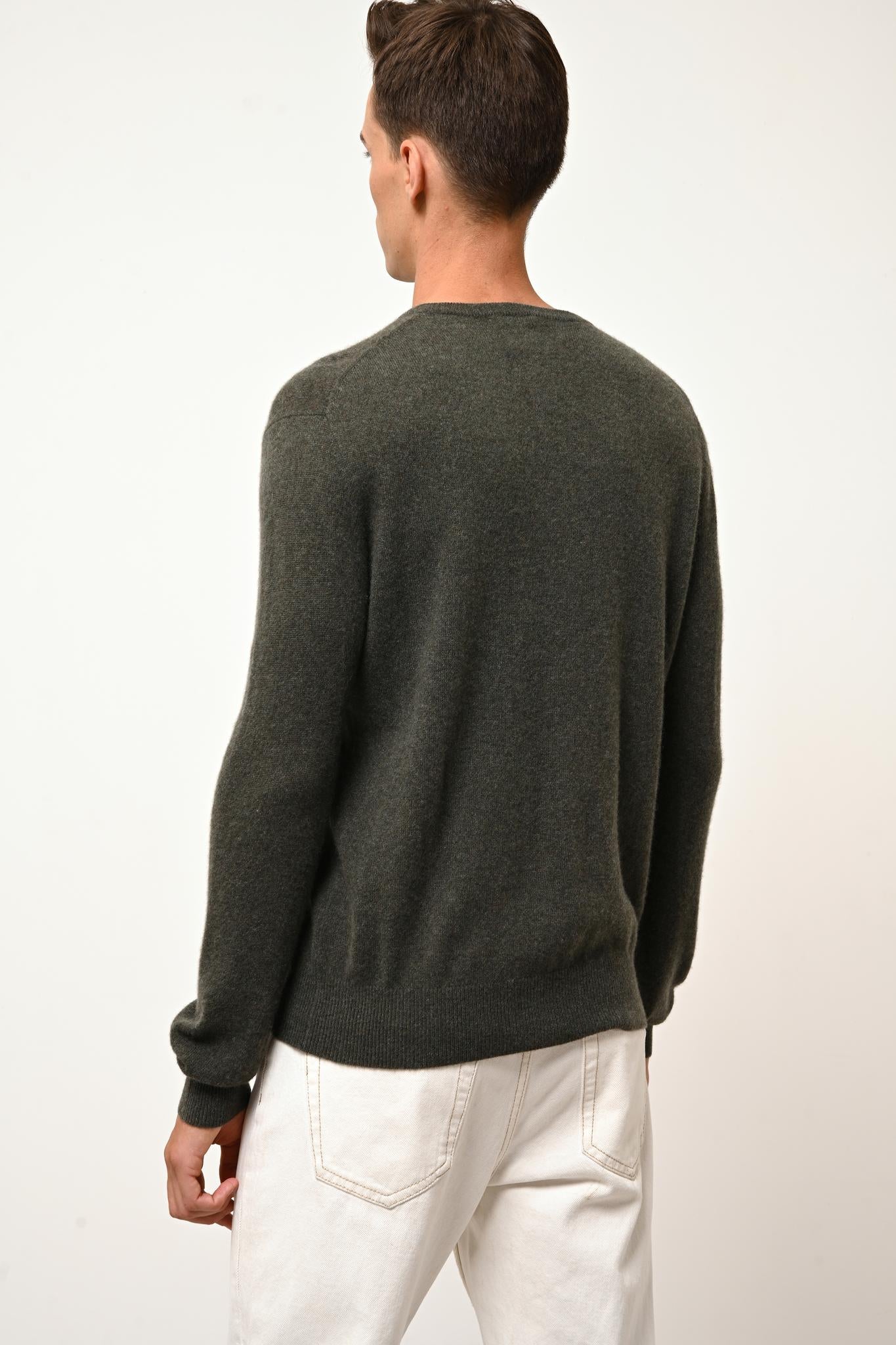HOWARD pull col rond kaki chiné