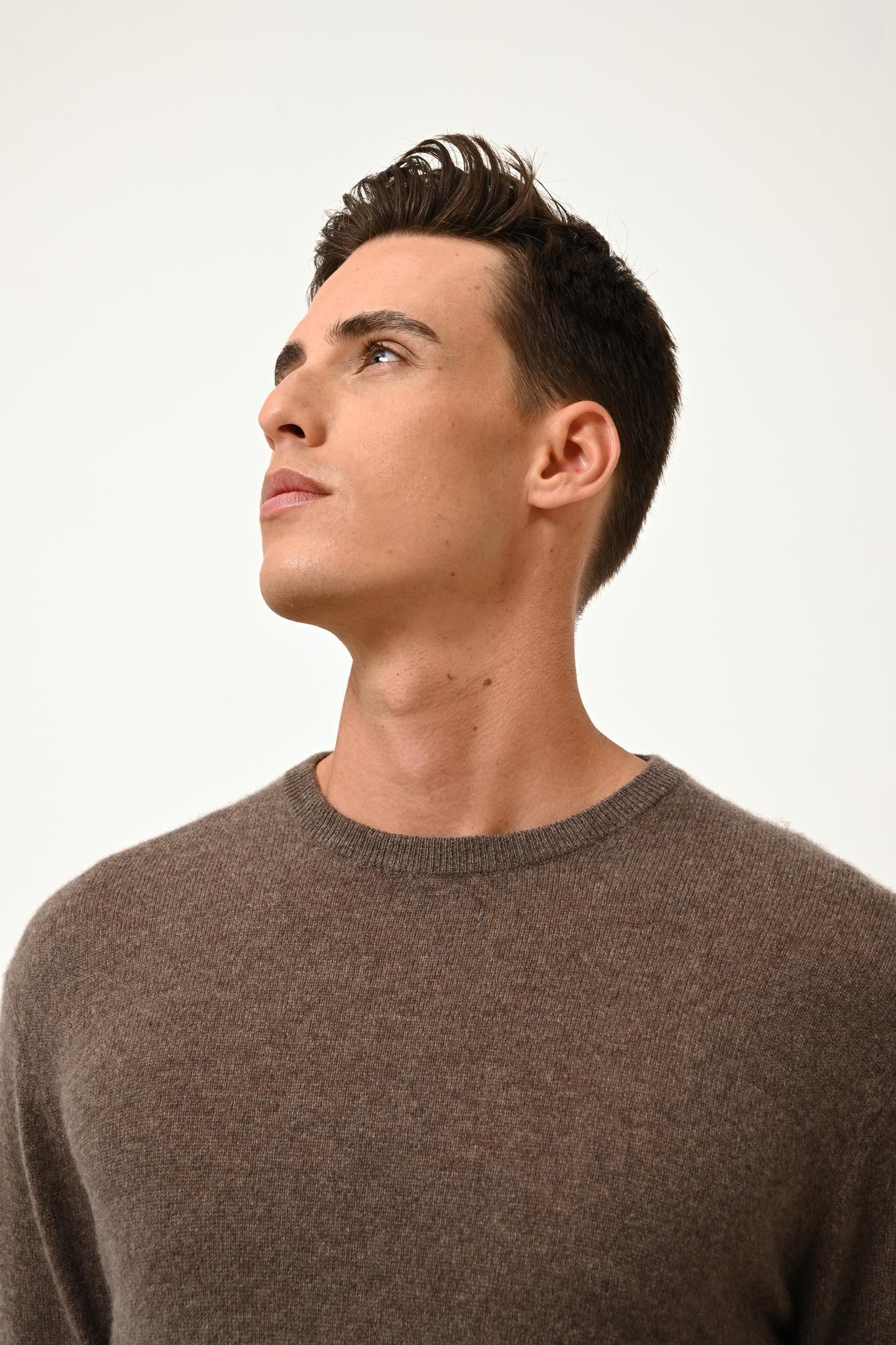 HOWARD pull col rond taupe chiné