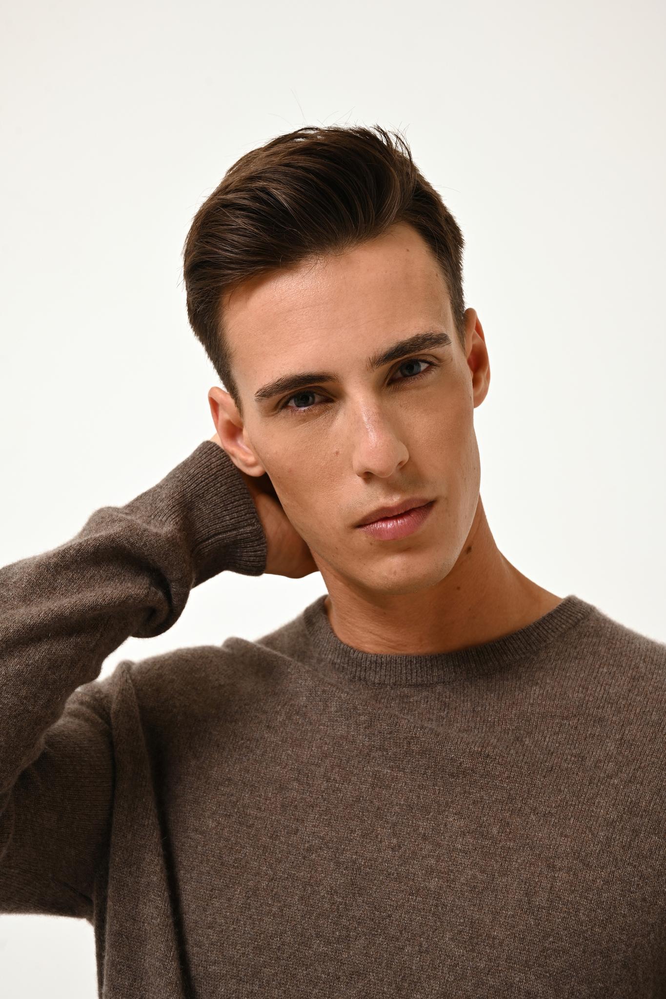HOWARD pull col rond taupe chiné