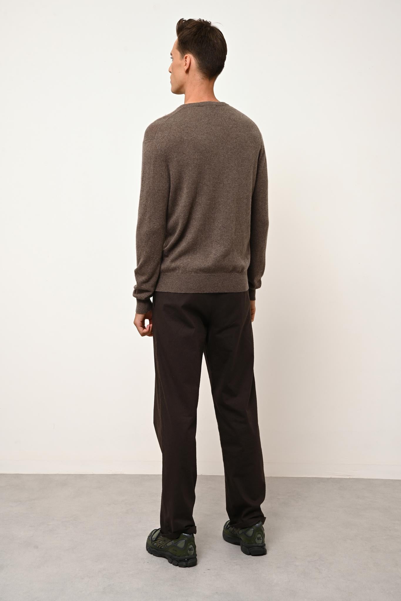 HOWARD pull col rond taupe chiné