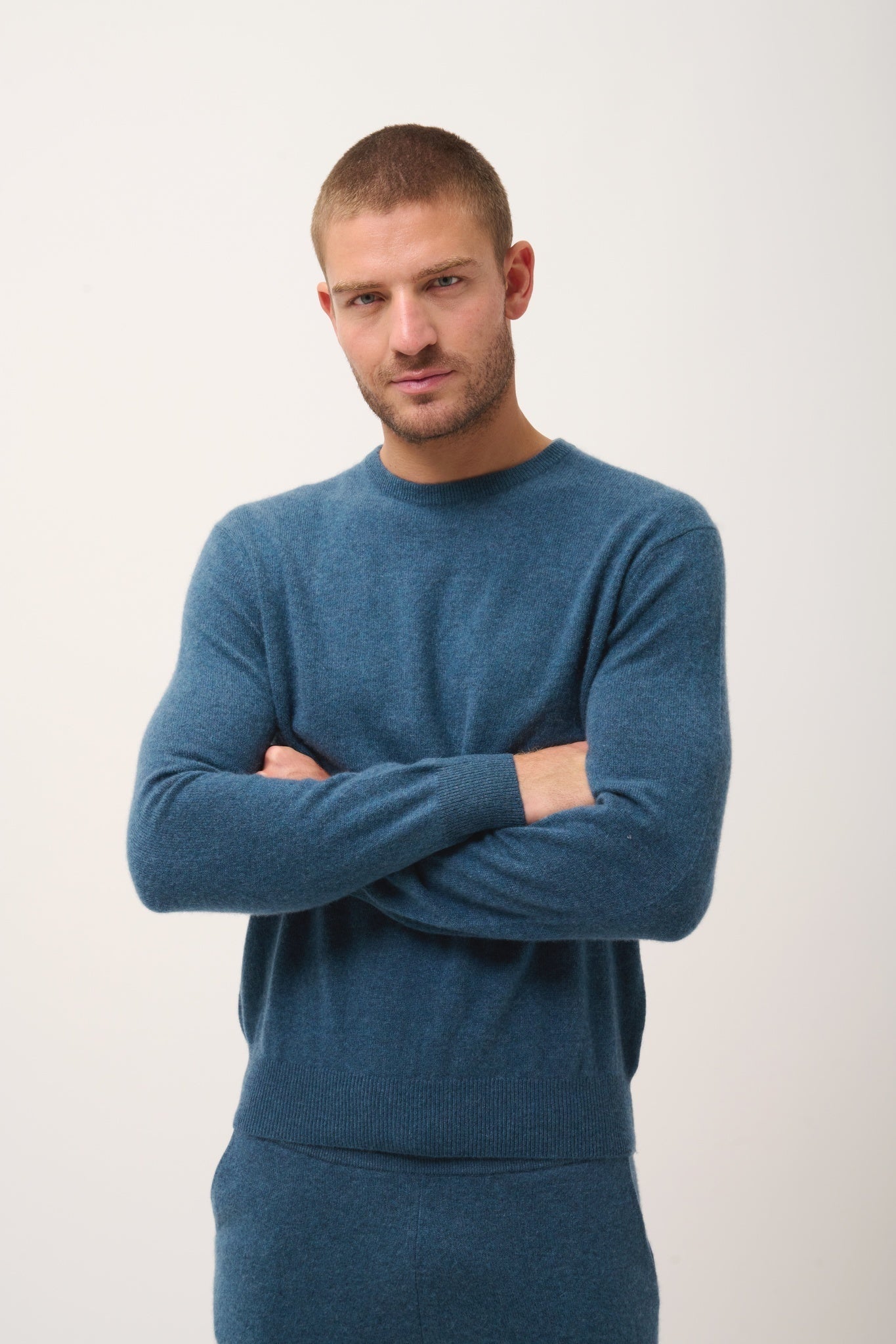 HOWARD pull col rond vert canard chiné