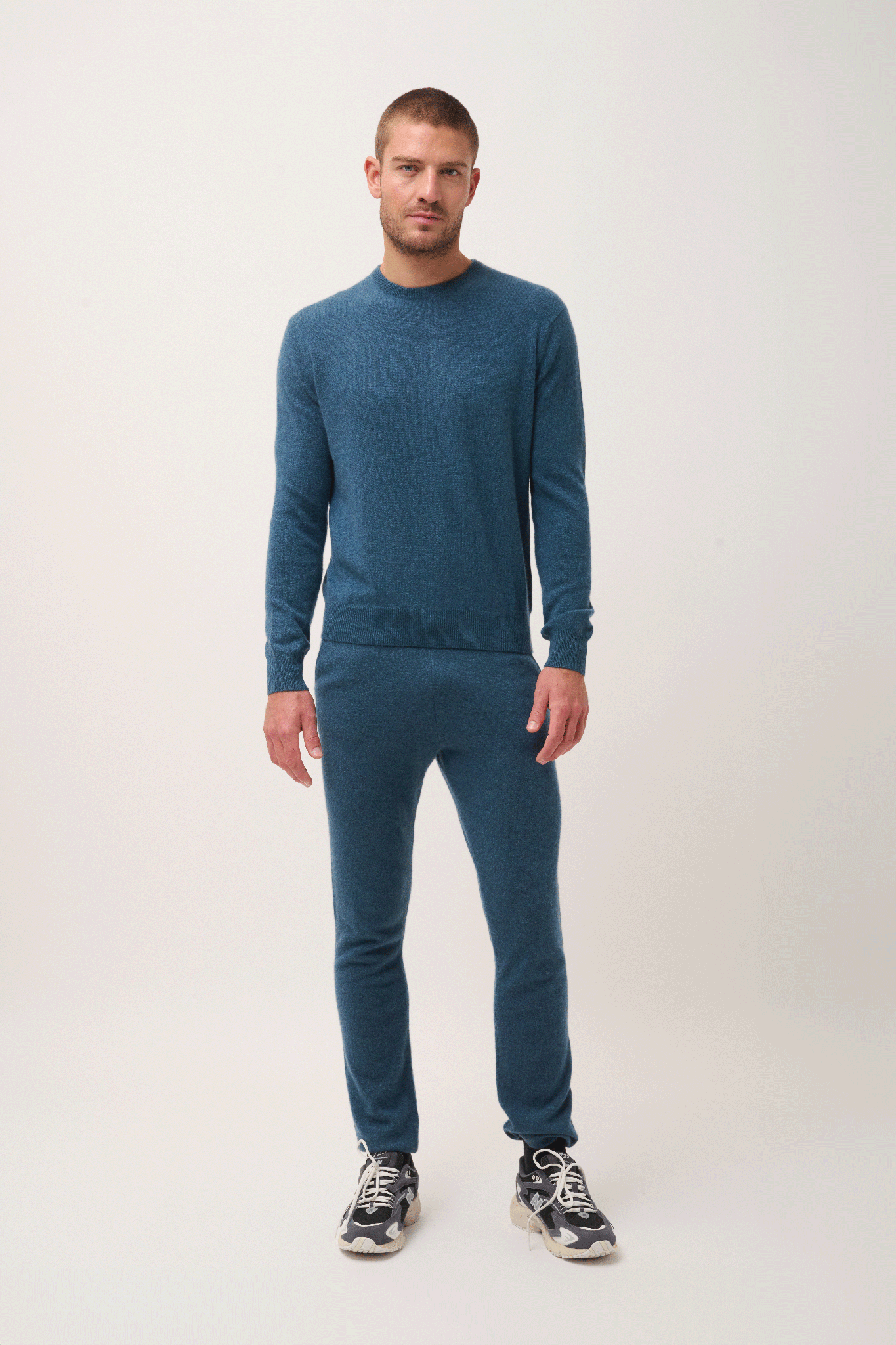 HOWARD pull col rond vert canard chiné