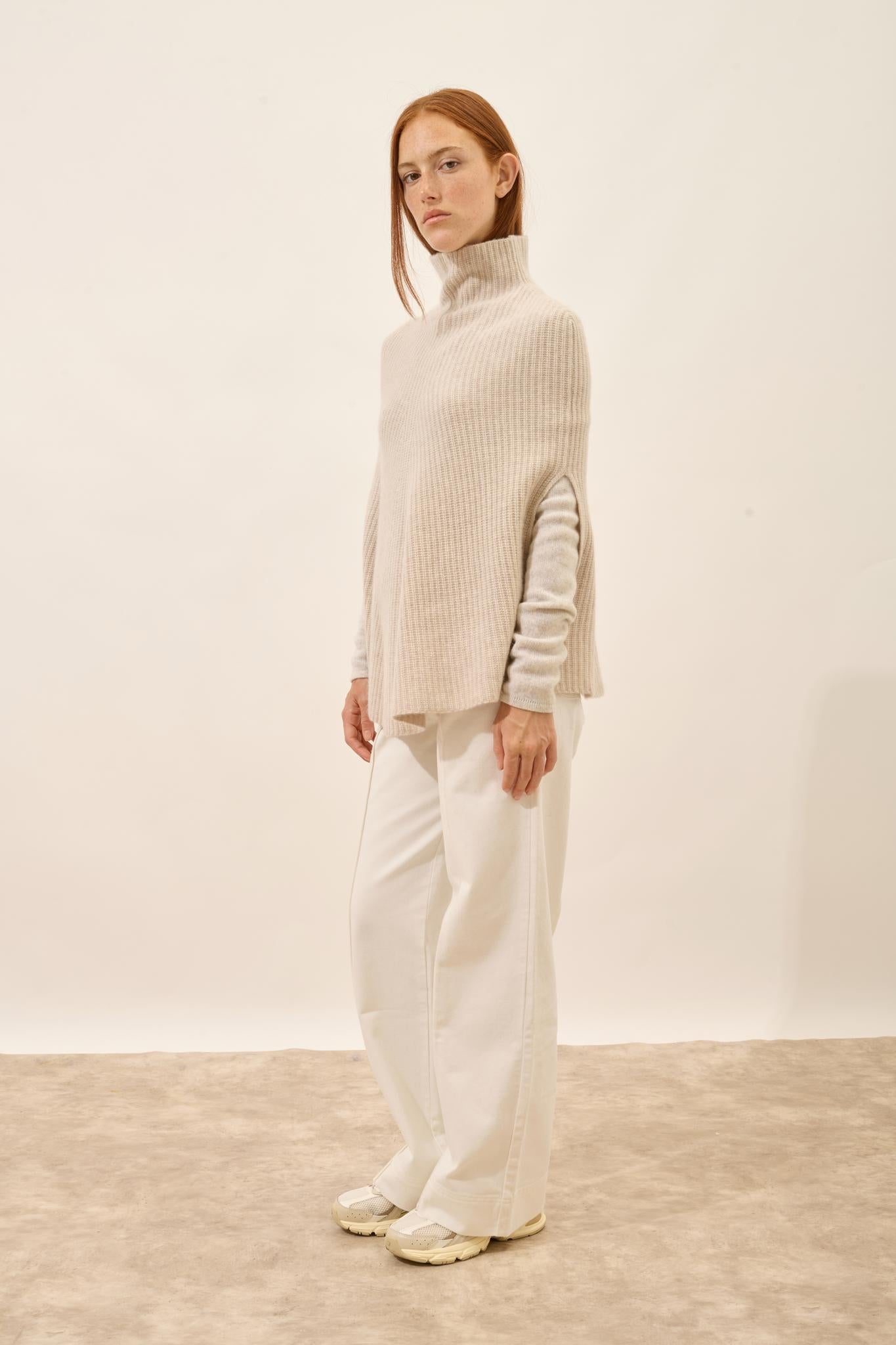 HUARAZ cape stand-up collar beige mottled
