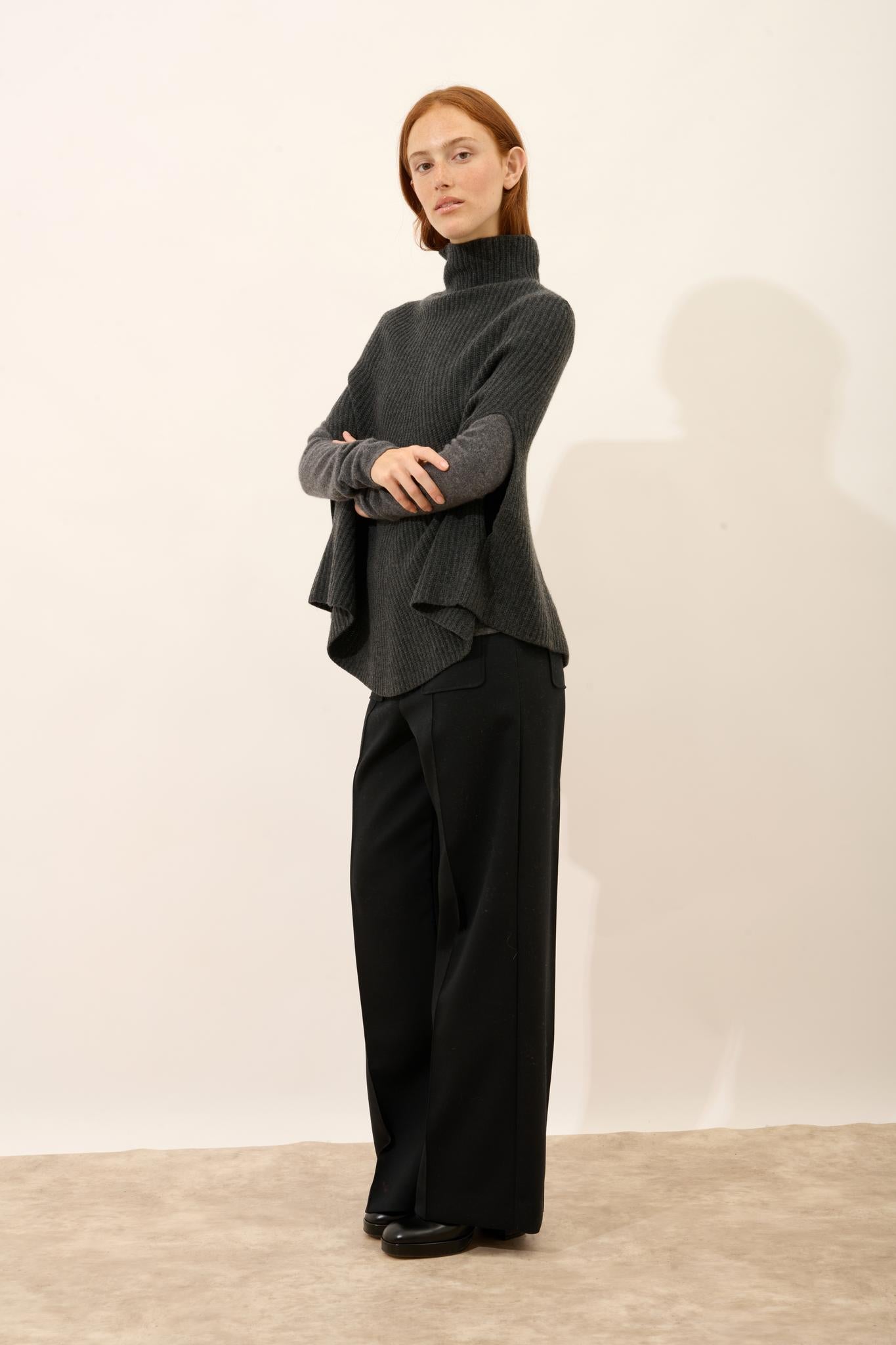 HUARAZ cape stand-up collar carbon mottled