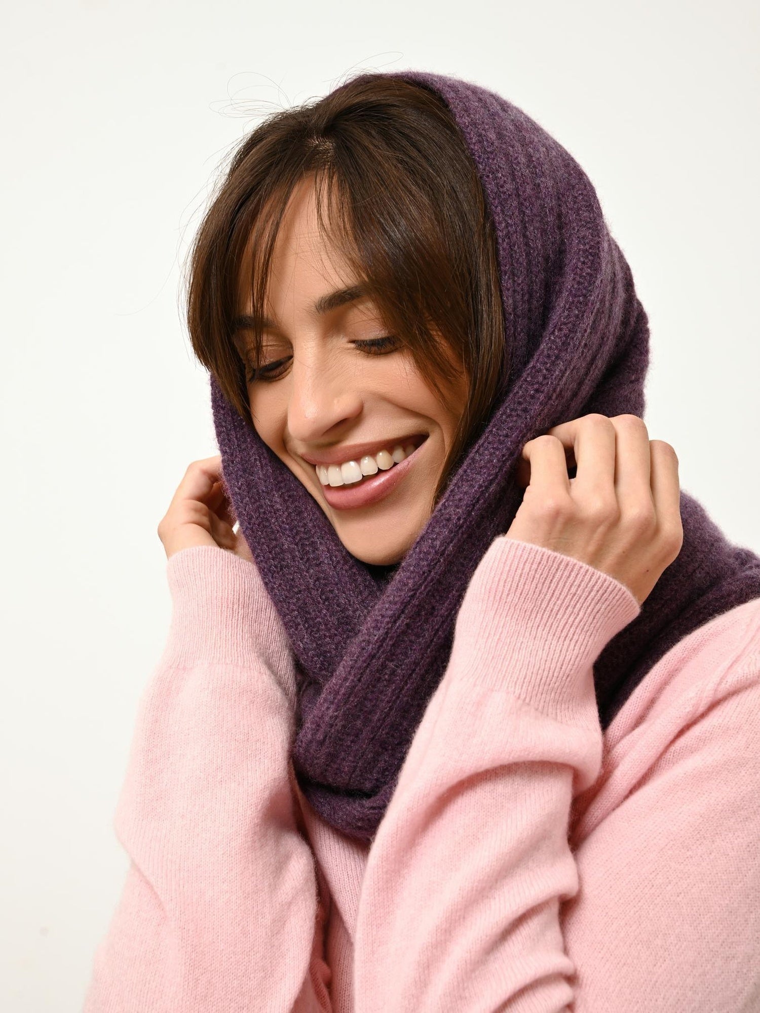 HUTTON tour de cou 4 fils violet chiné