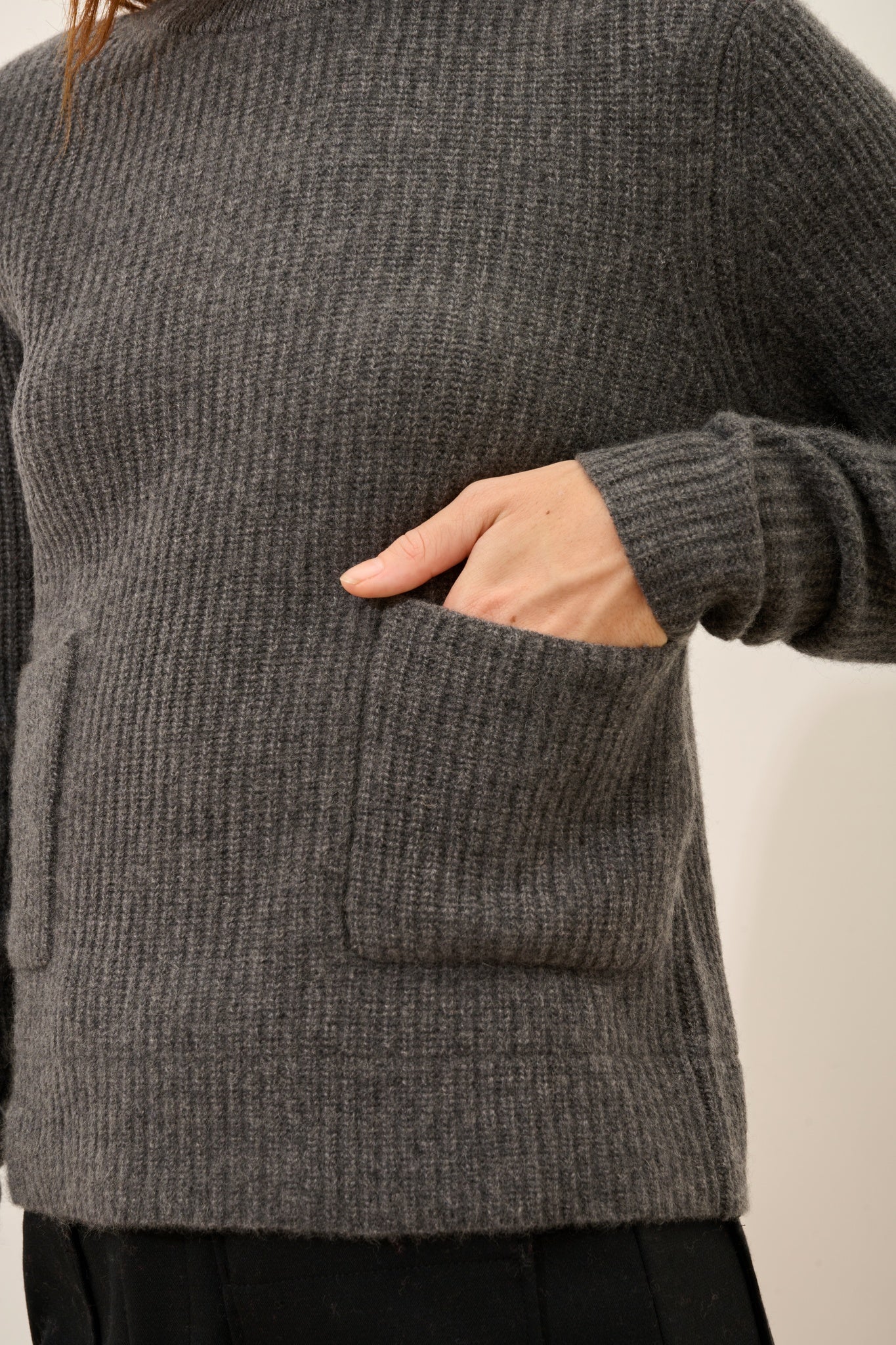 INAYA pull col rond anthracite chiné