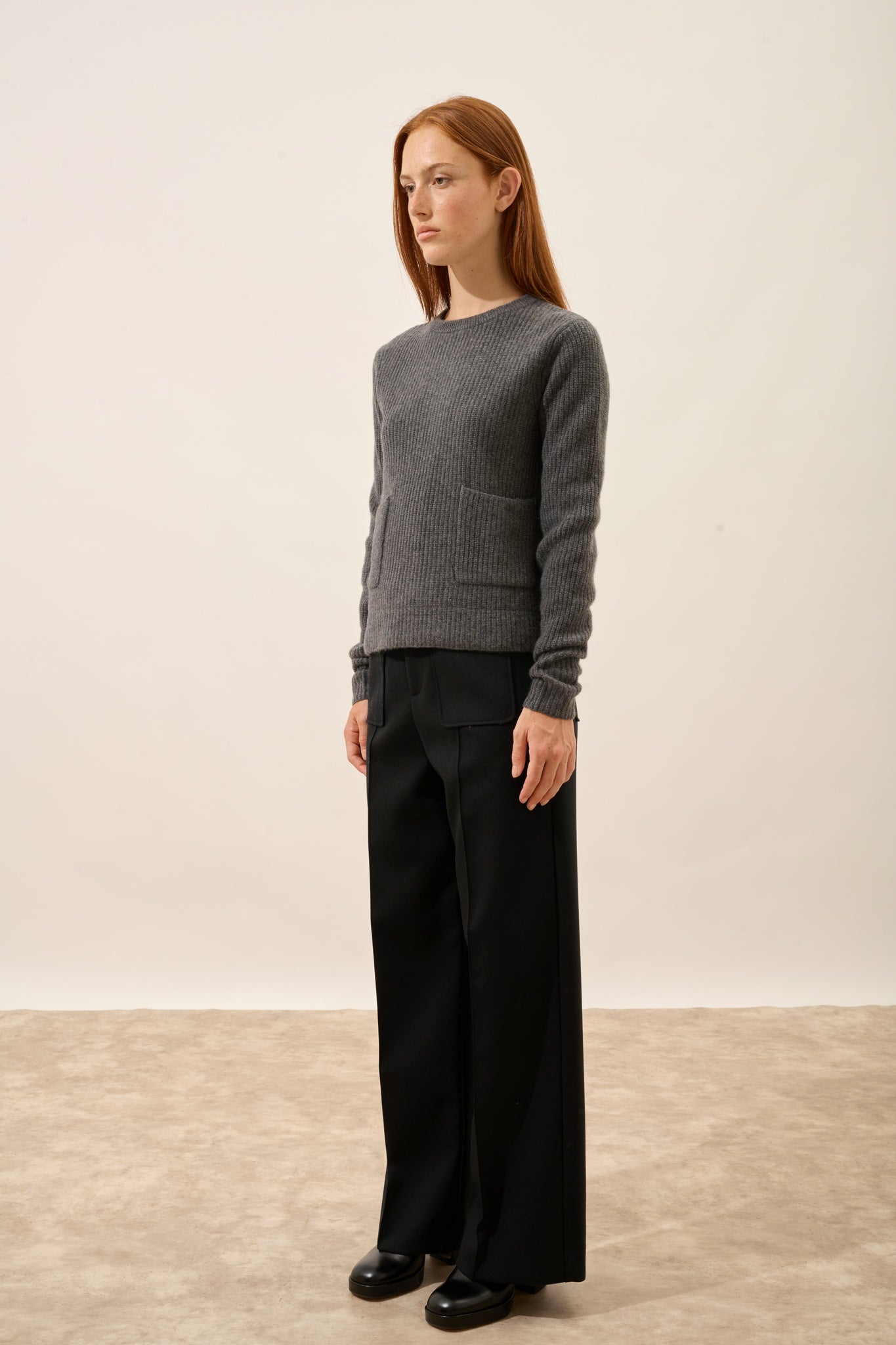 INAYA pull col rond anthracite chiné