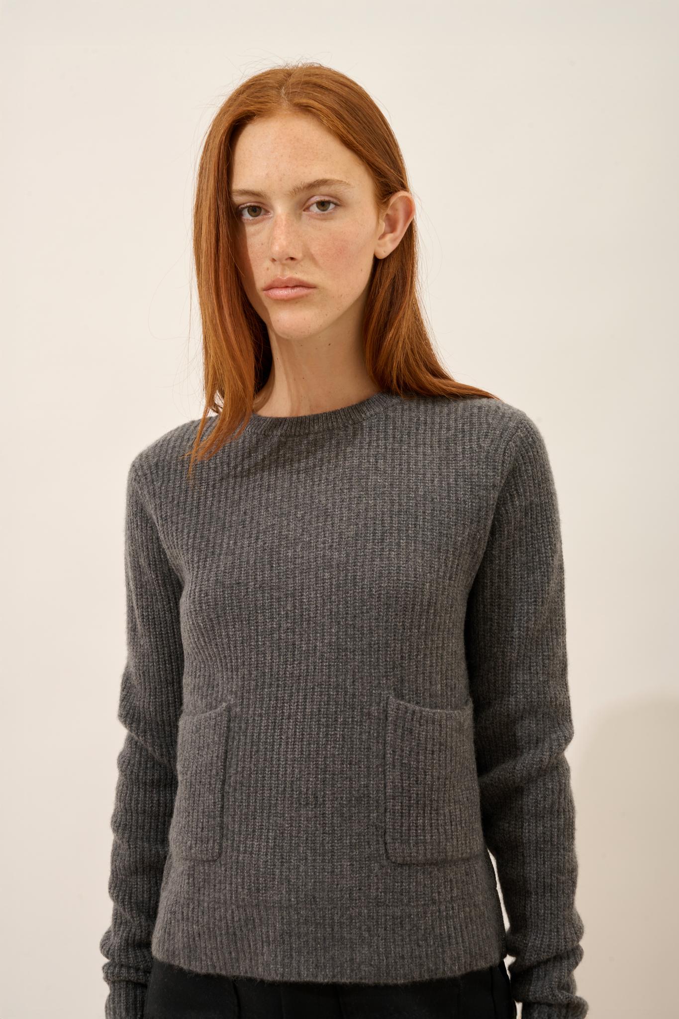 INAYA pull col rond anthracite chiné
