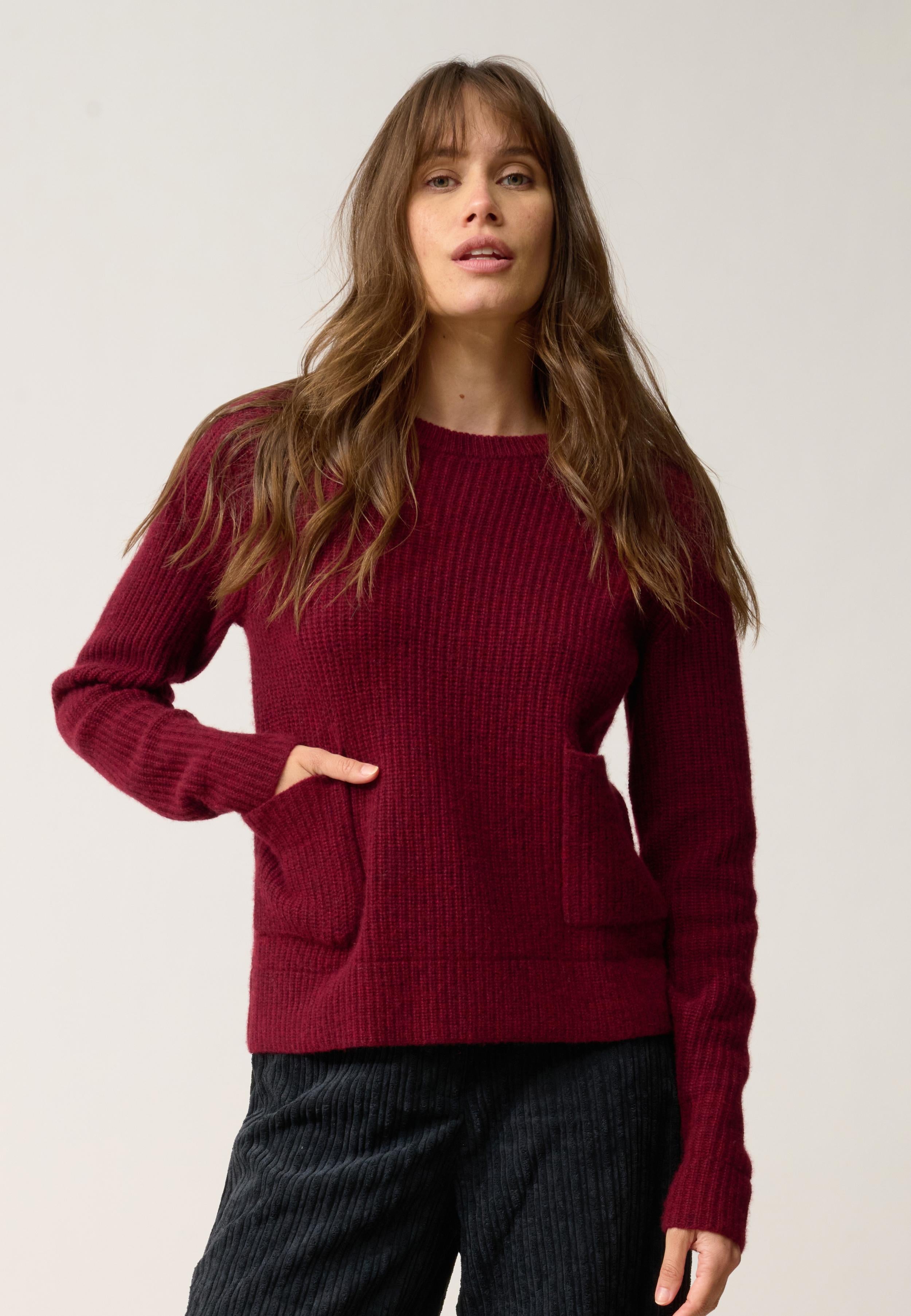 INAYA pull col rond cranberry chiné
