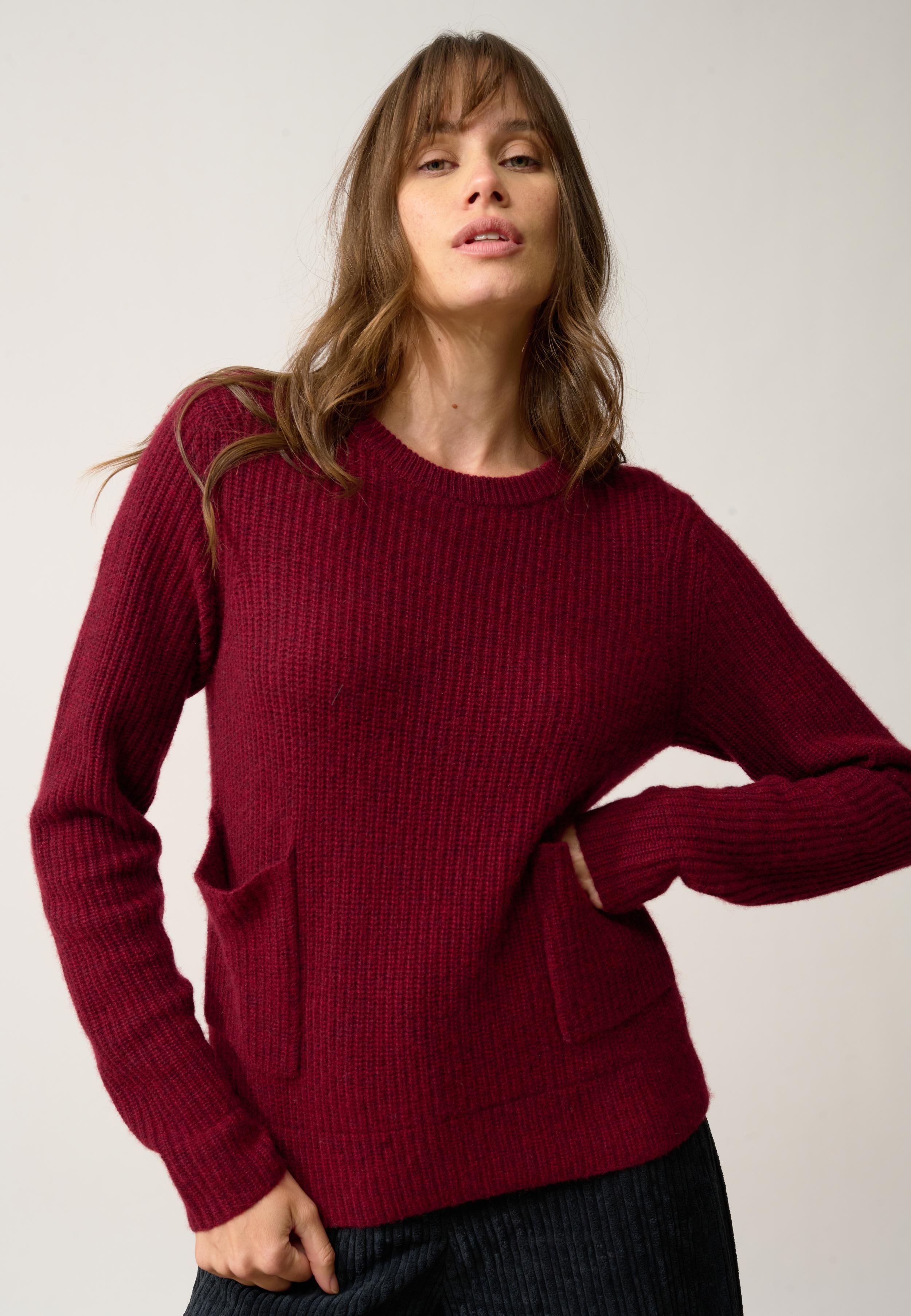 INAYA pull col rond cranberry chiné