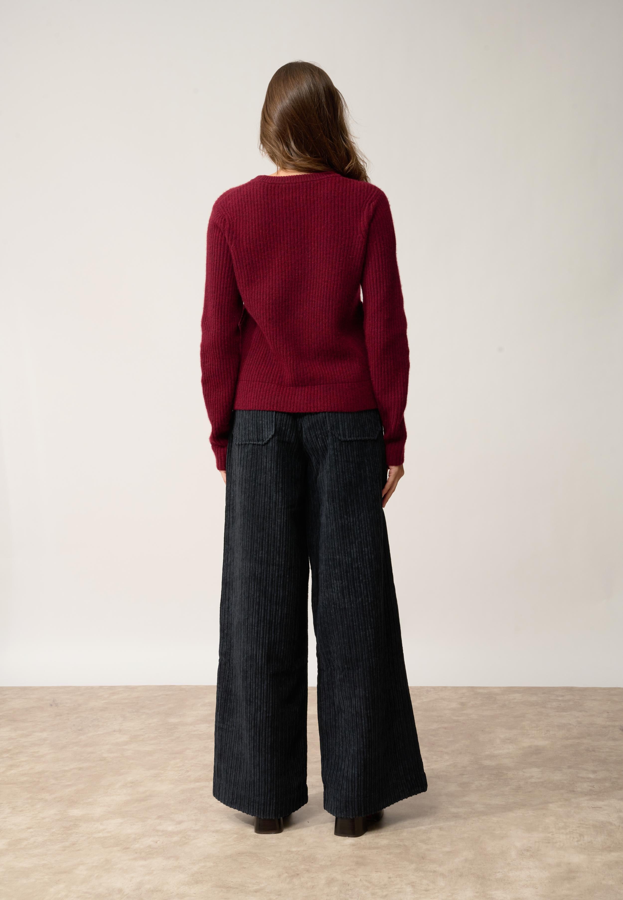 INAYA pull col rond cranberry chiné