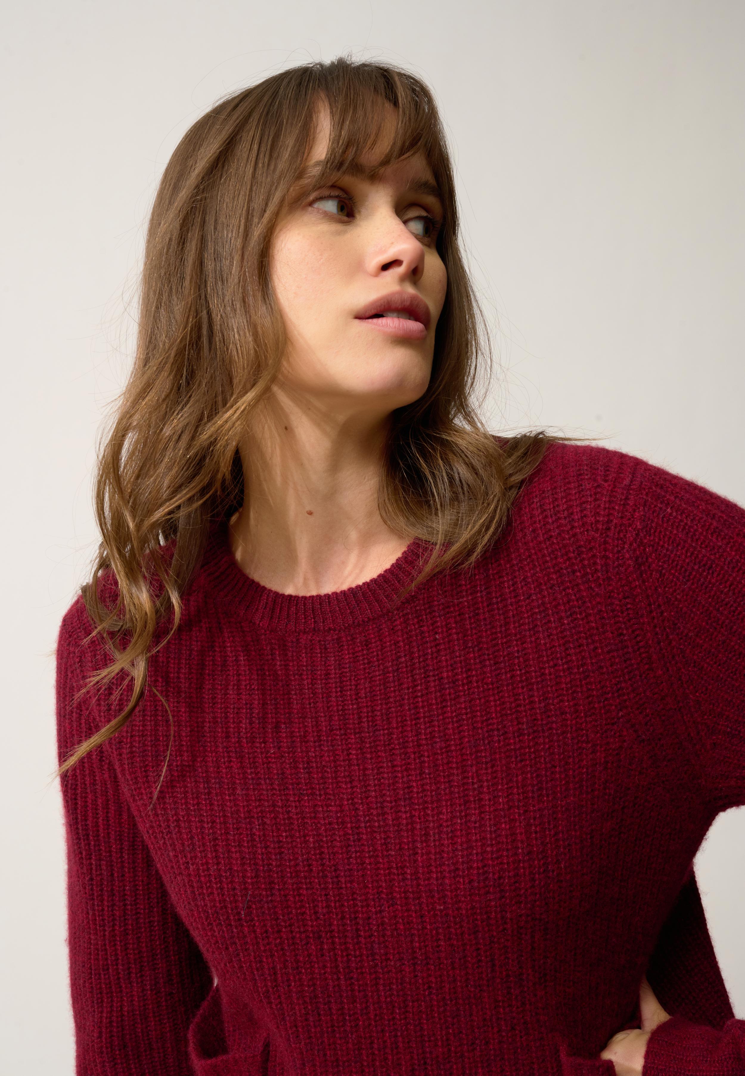 INAYA pull col rond cranberry chiné