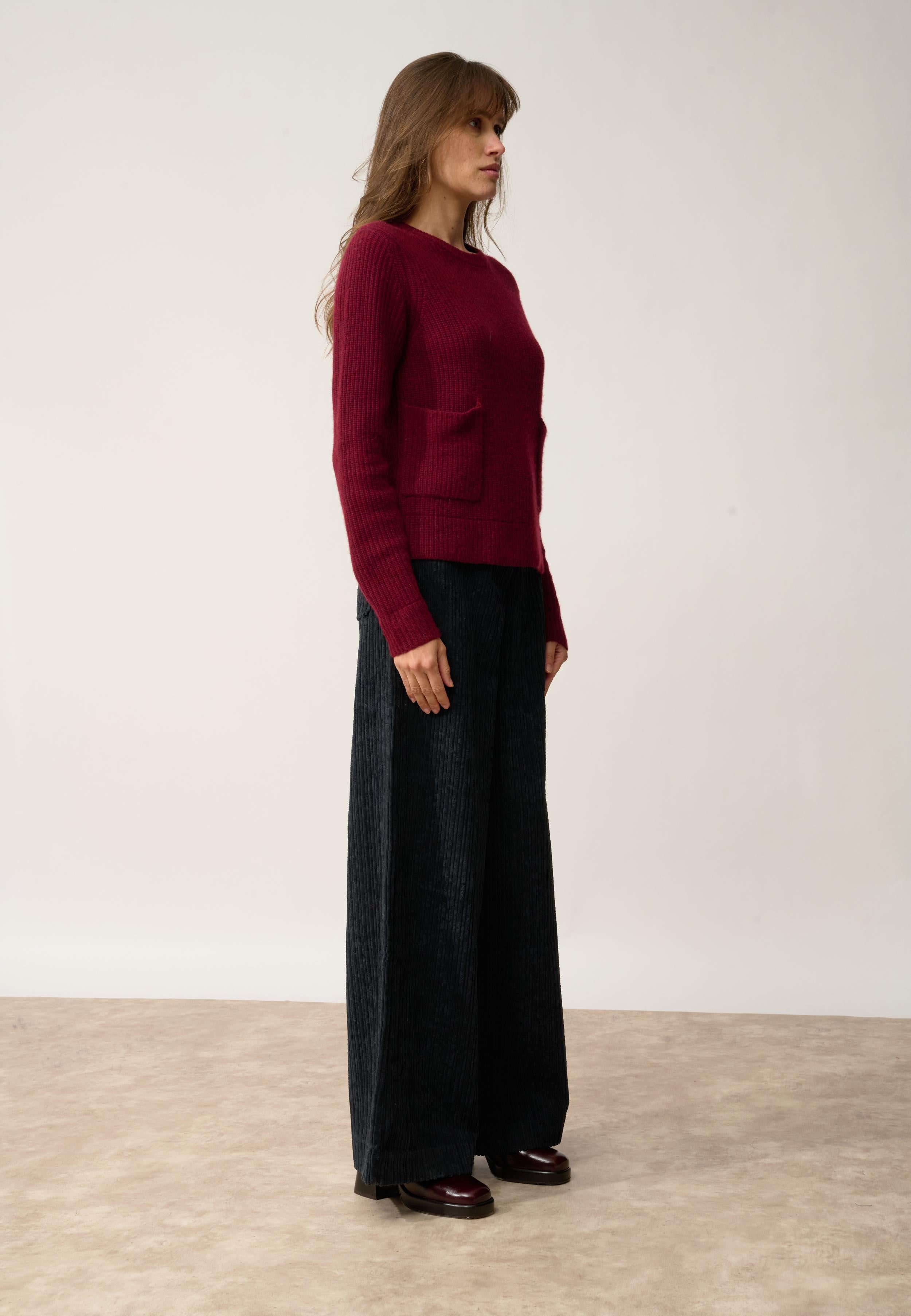 INAYA pull col rond cranberry chiné