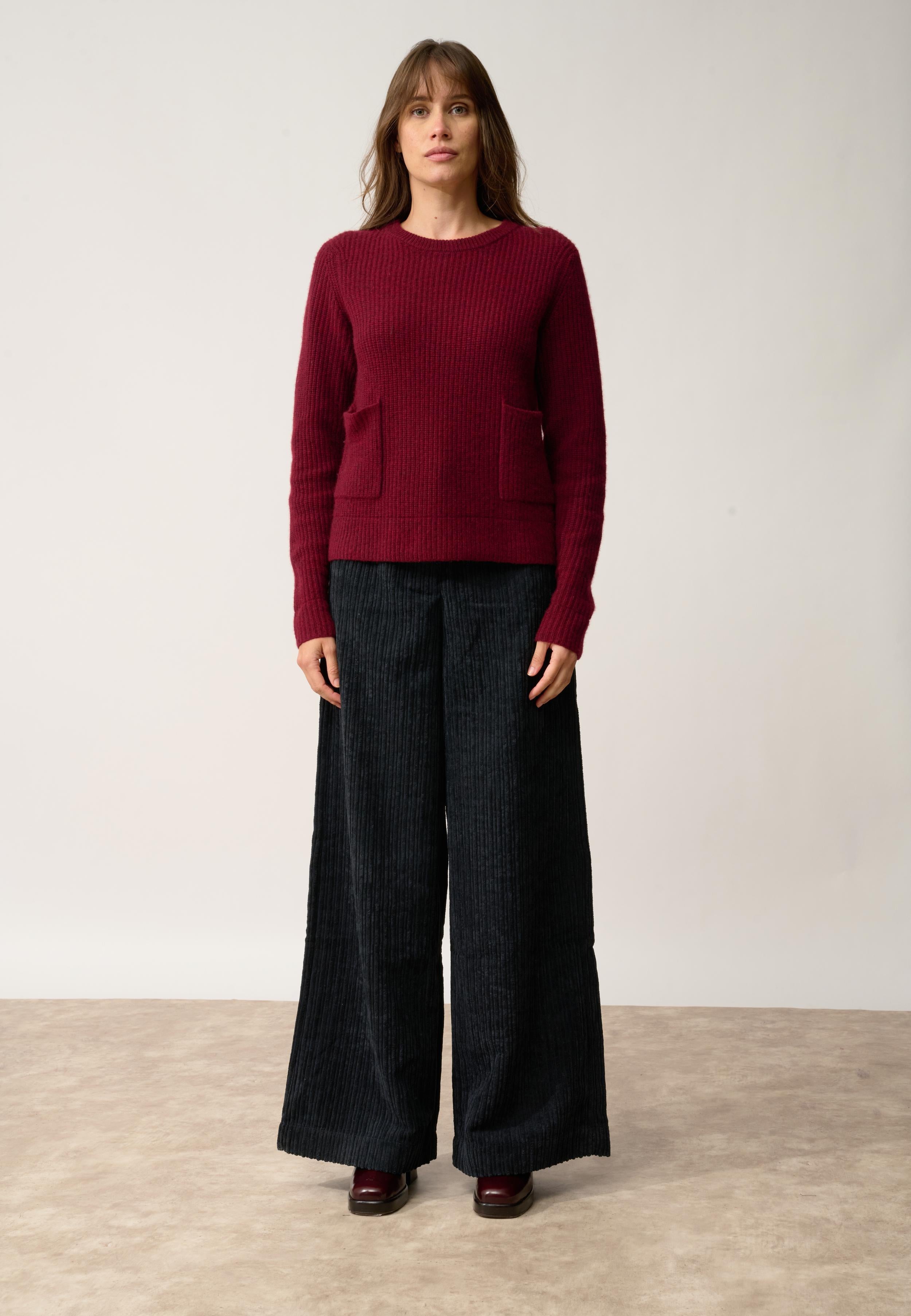INAYA pull col rond cranberry chiné