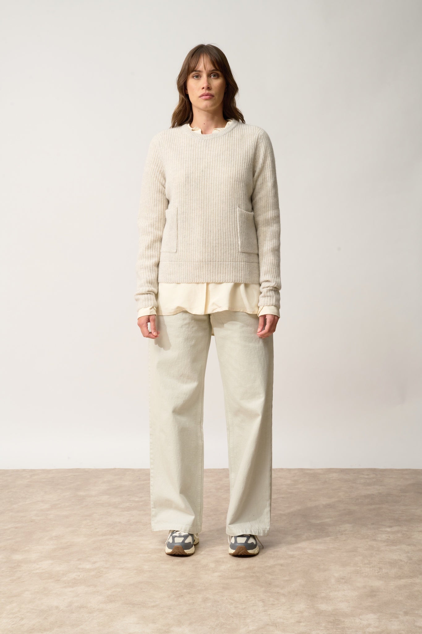 INAYA round-neck sweater pearl grey mottled