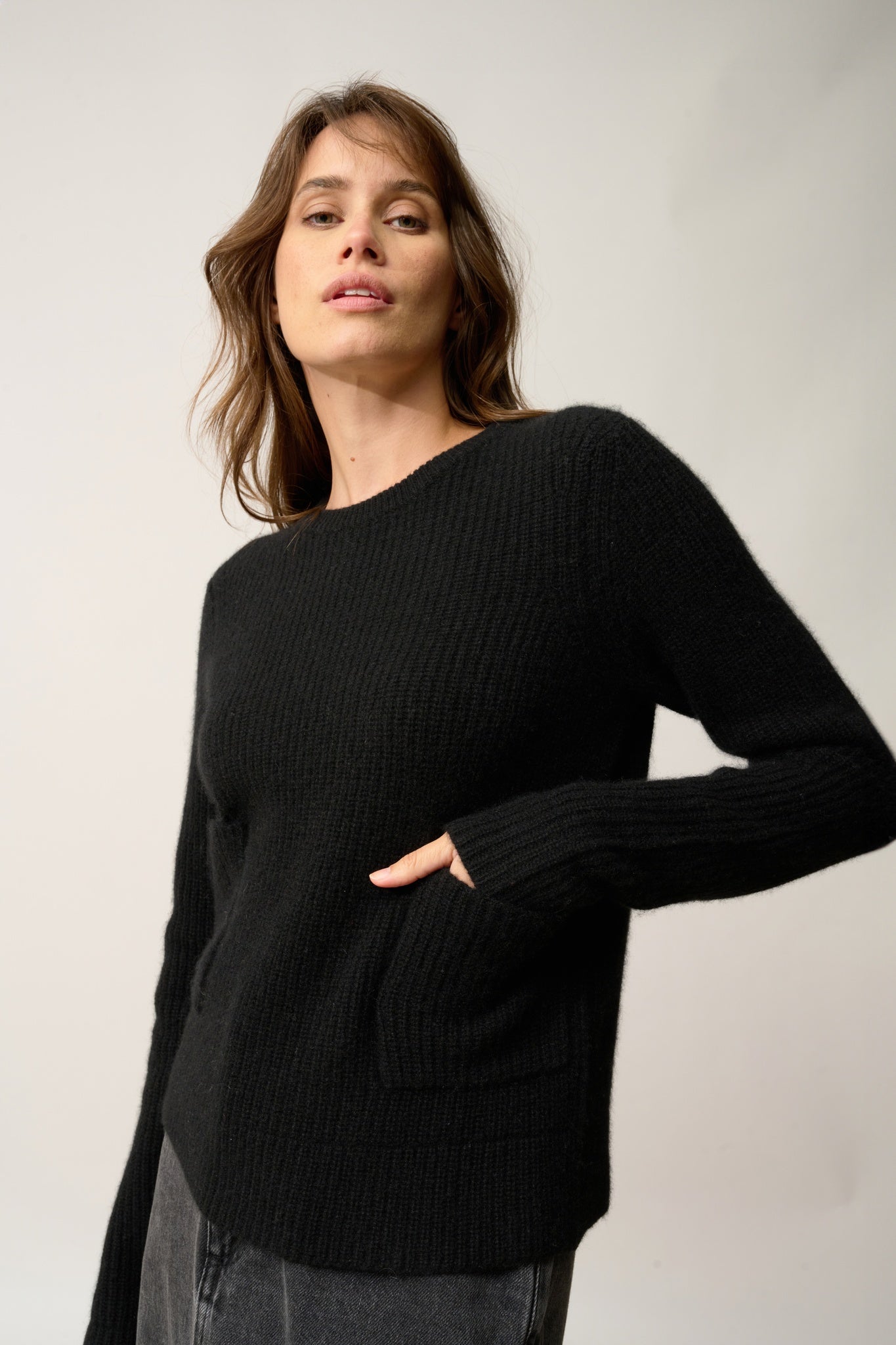 INAYA pull col rond noir