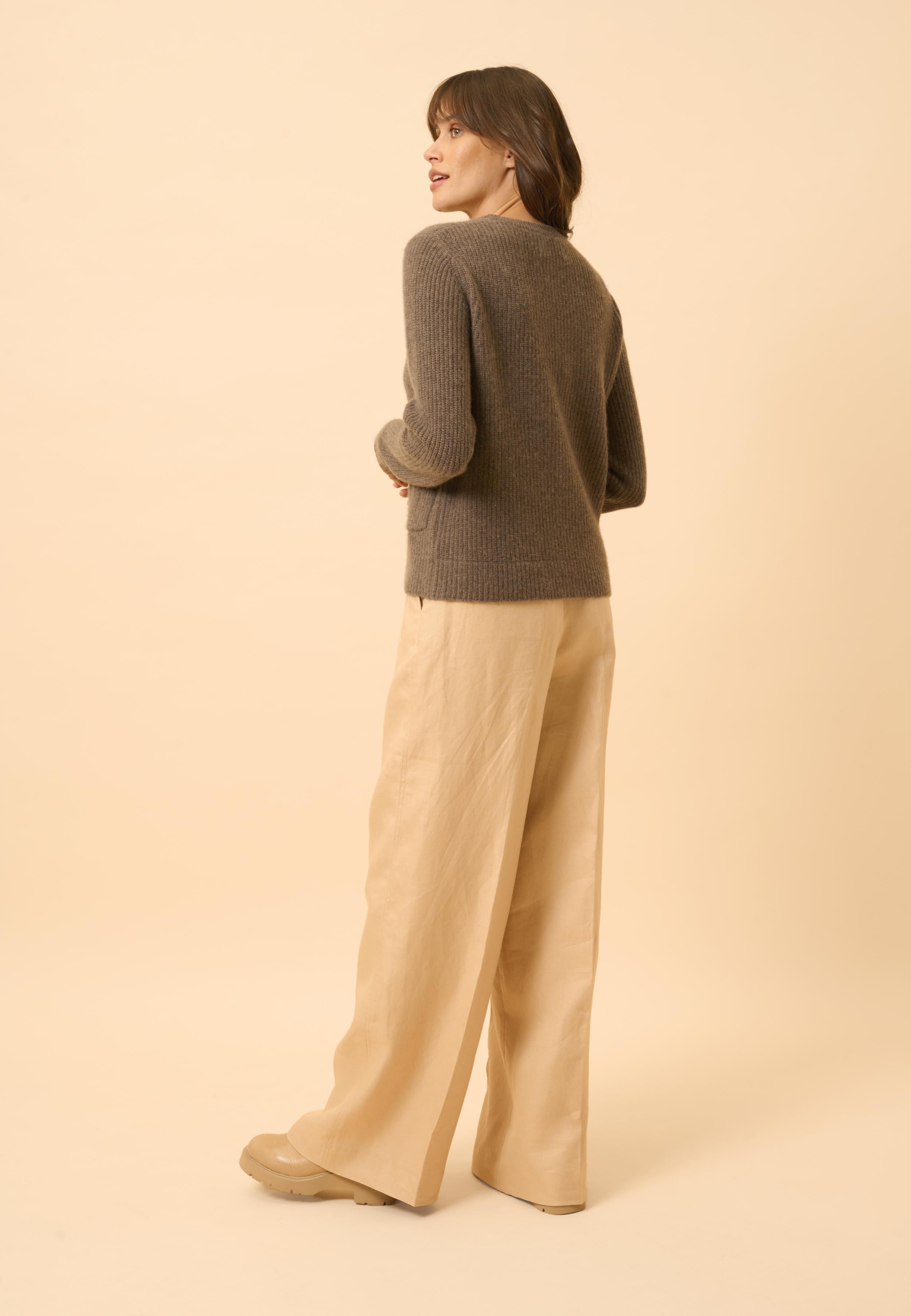 INAYA pull col rond taupe chiné