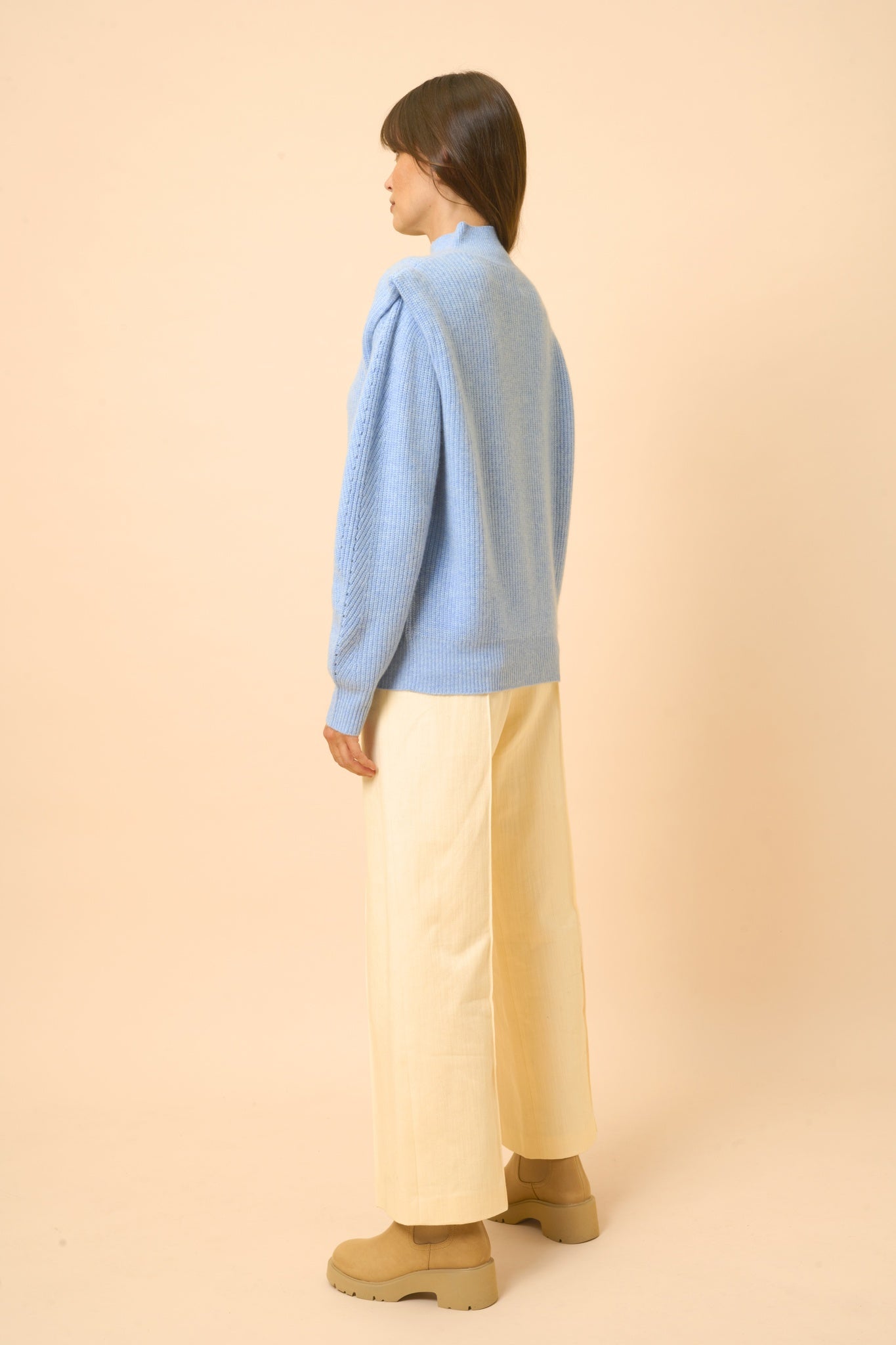 IQUITOS pull col montant bleu ciel chiné