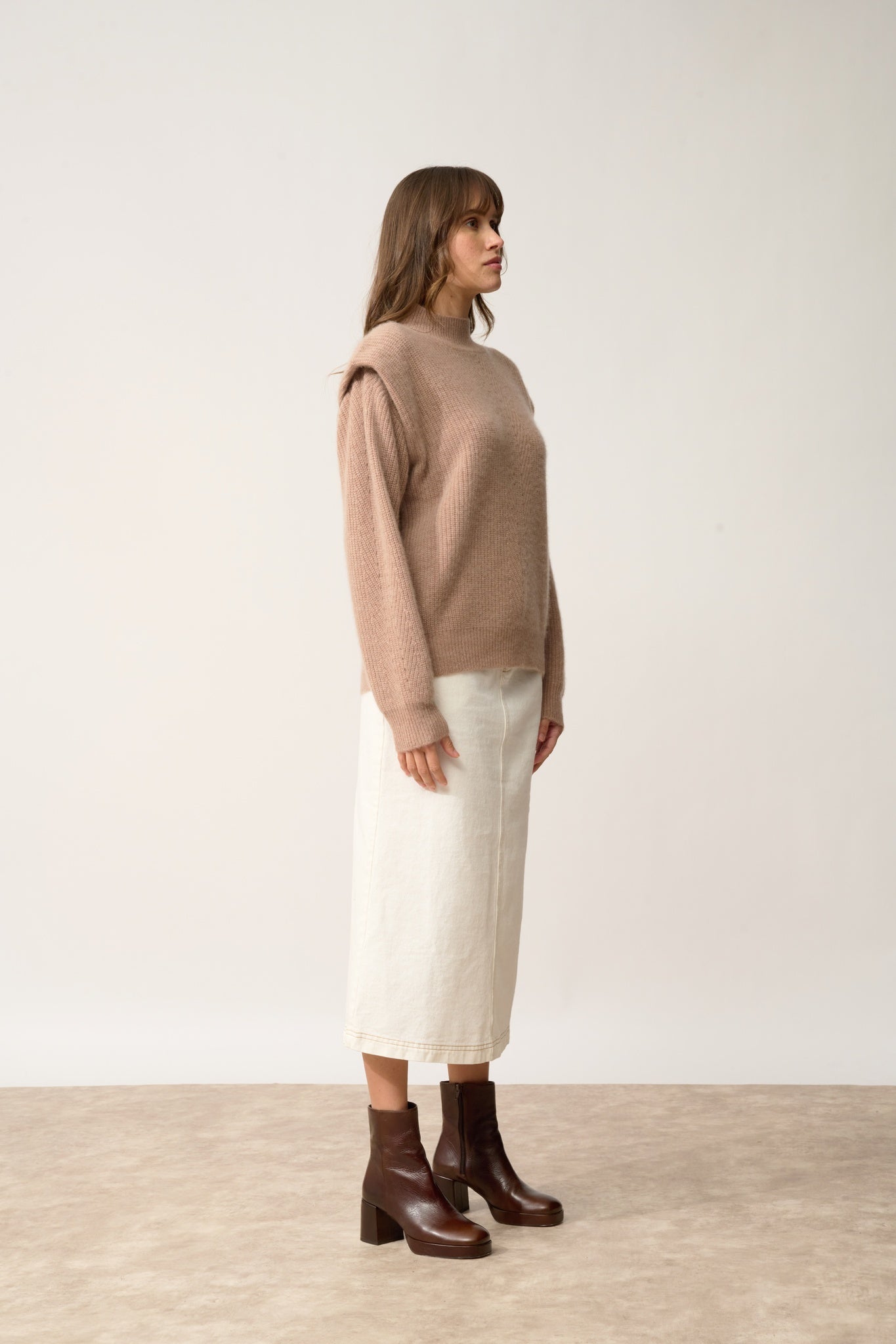 IQUITOS pull col montant camel chiné