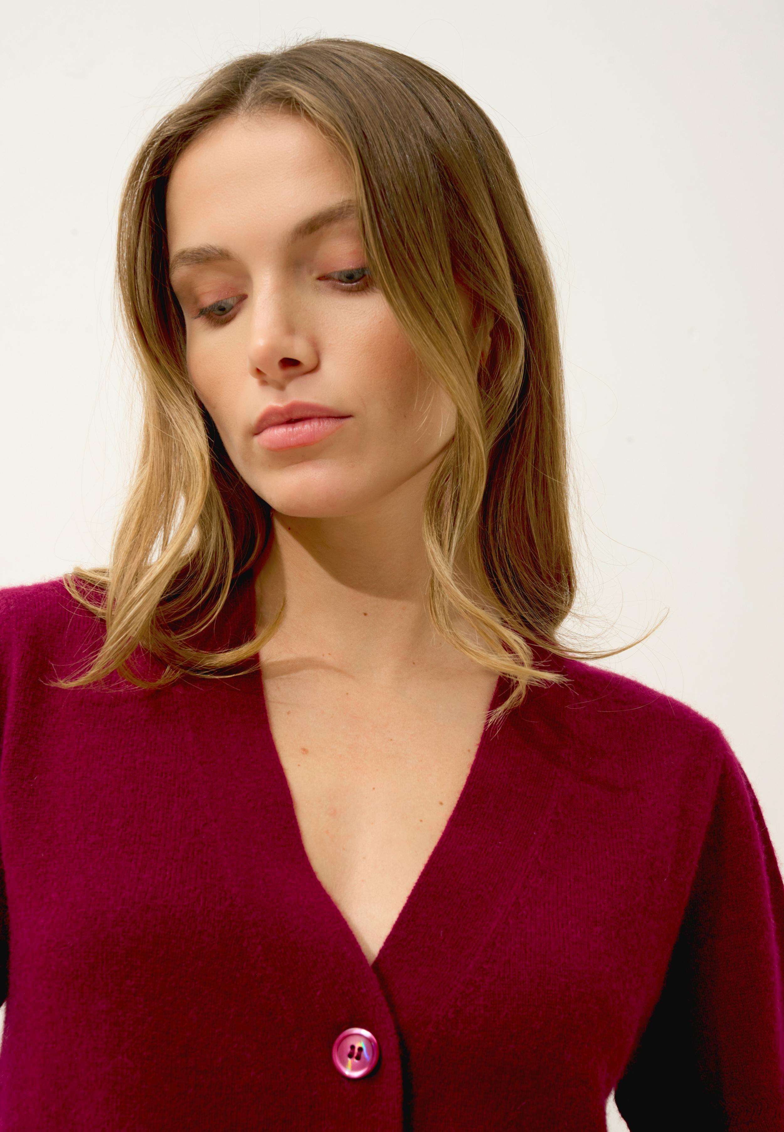 IRIS cardigan col v bordeaux