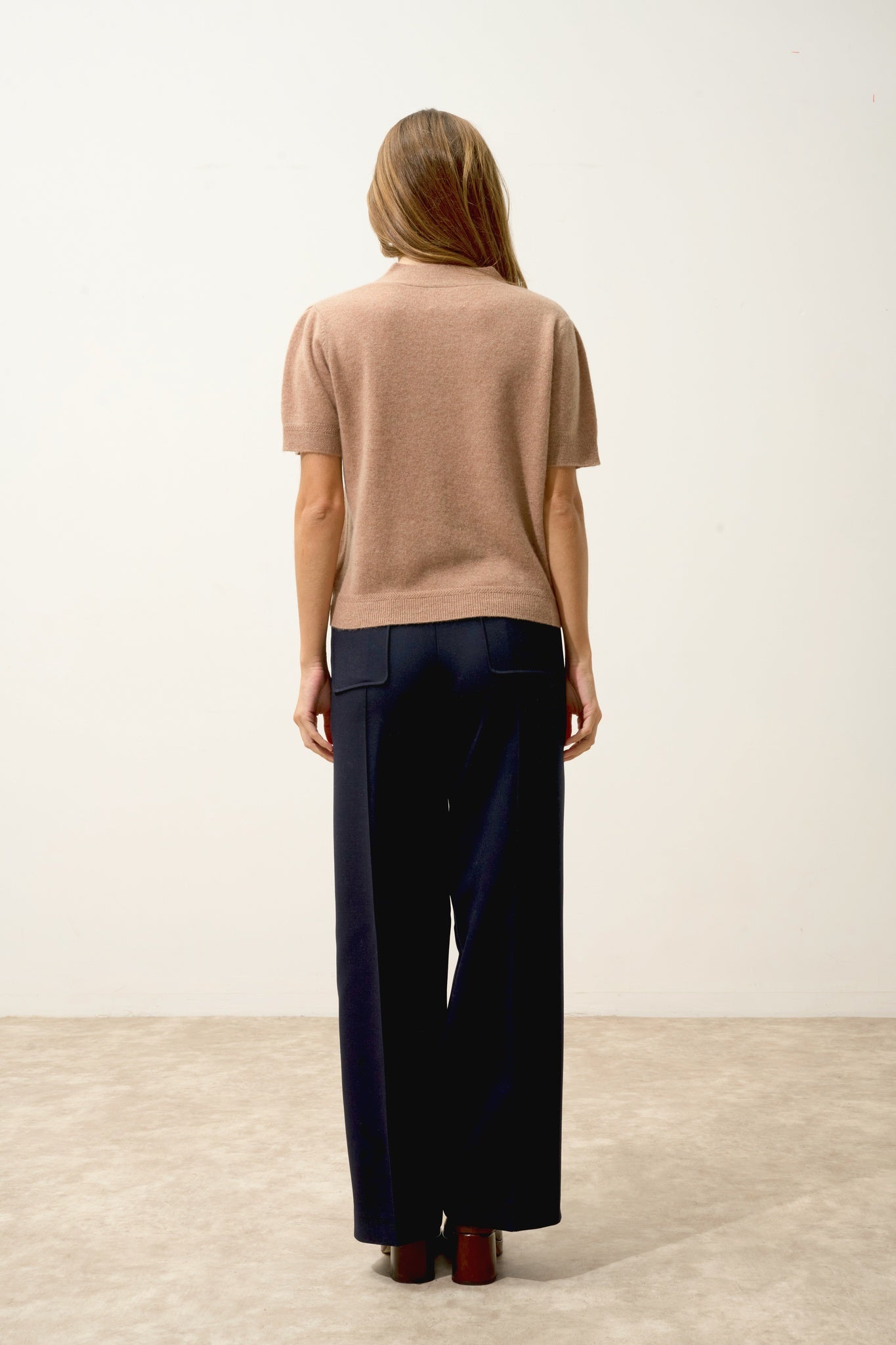 IRIS cardigan col v camel chiné