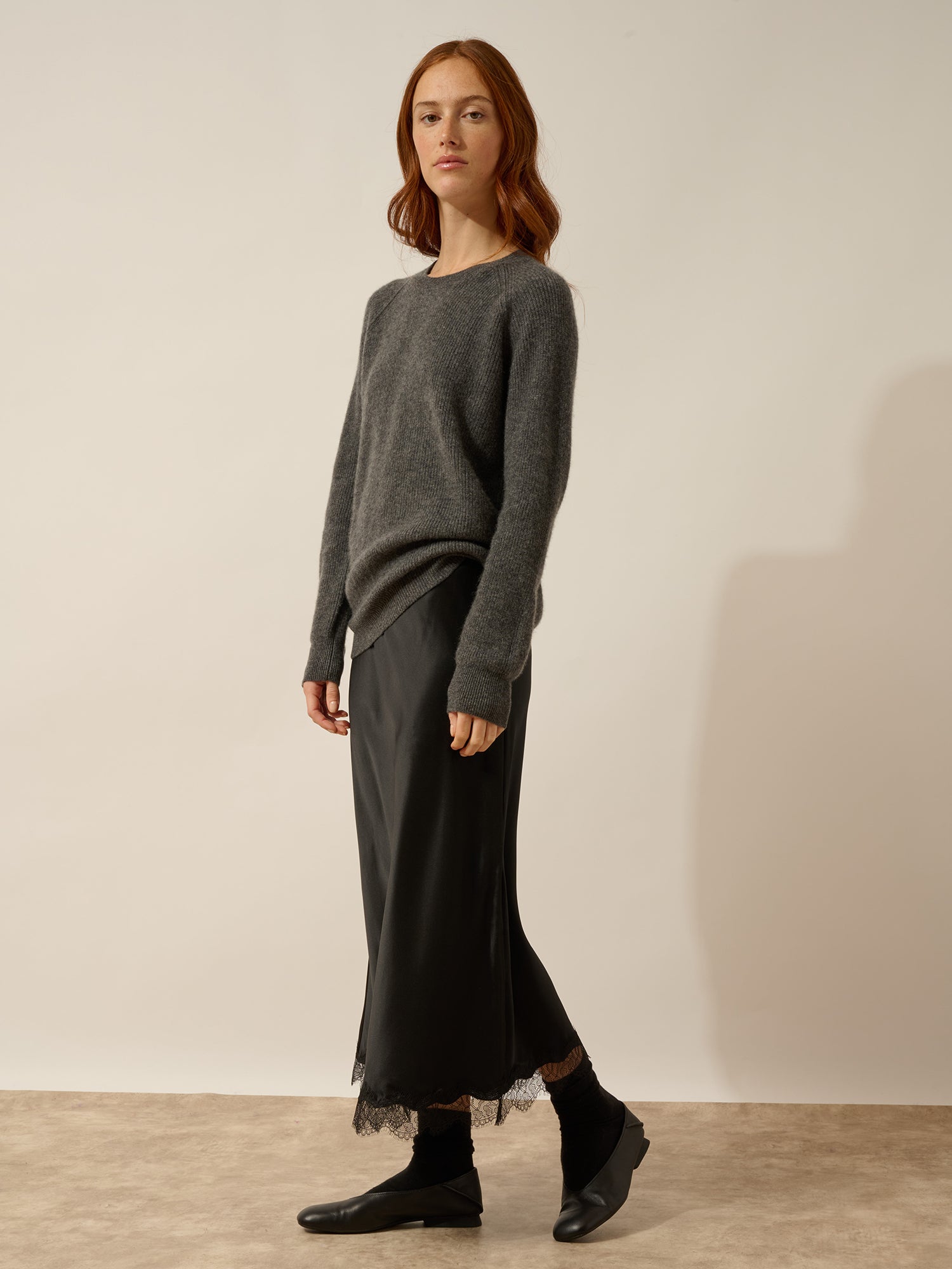 ISADORA pull col rond anthracite chiné