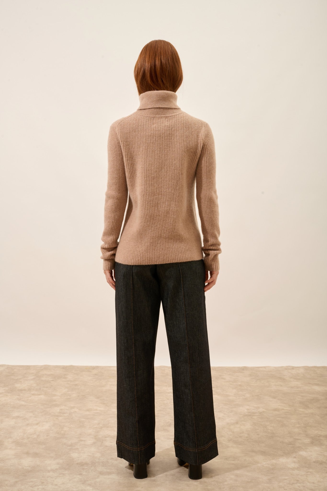 isolde pull col roulé 4 fils camel chiné 100% cachemire