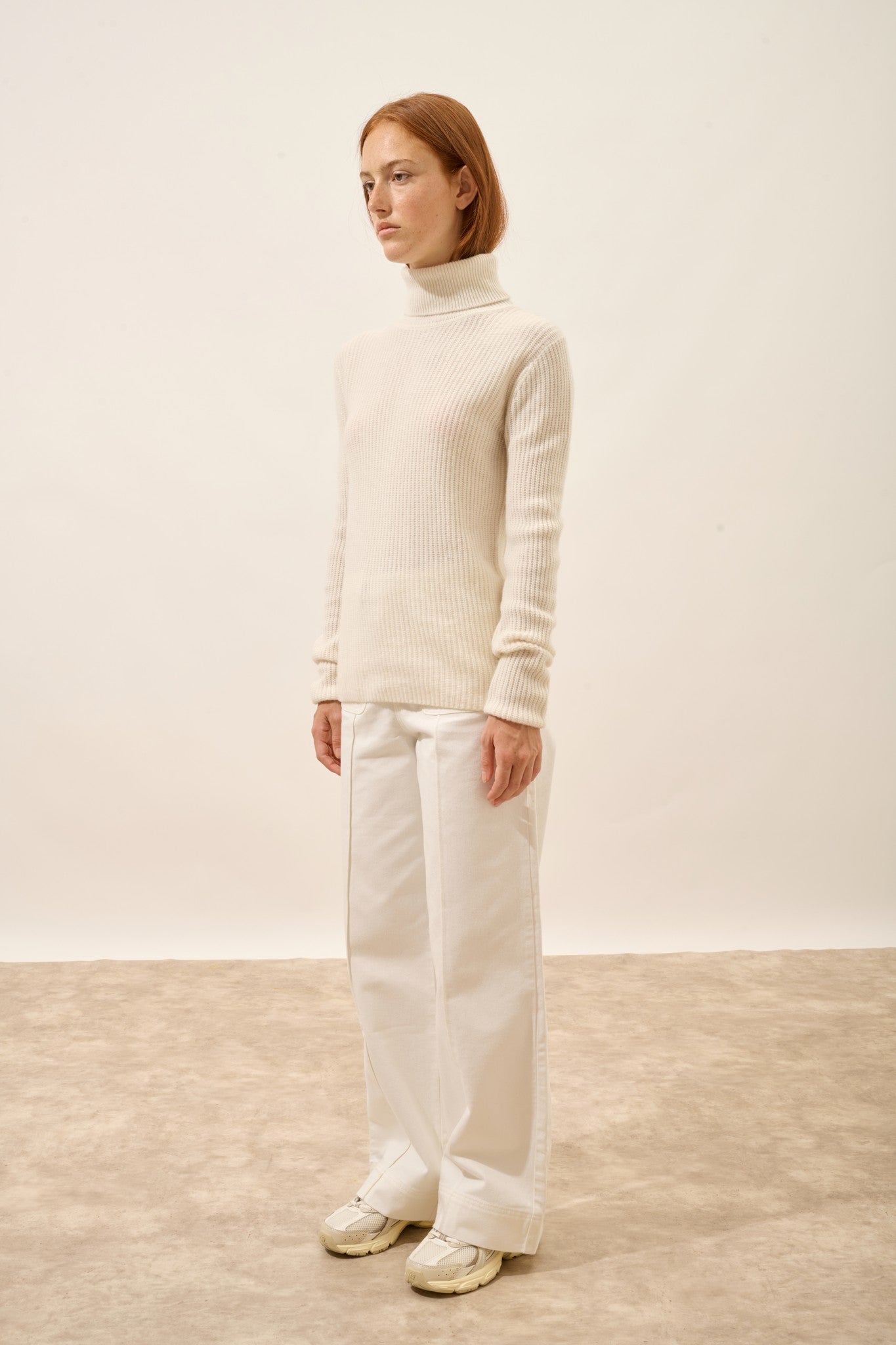 isolde pull col roulé 4 fils ivoire 100% cachemire