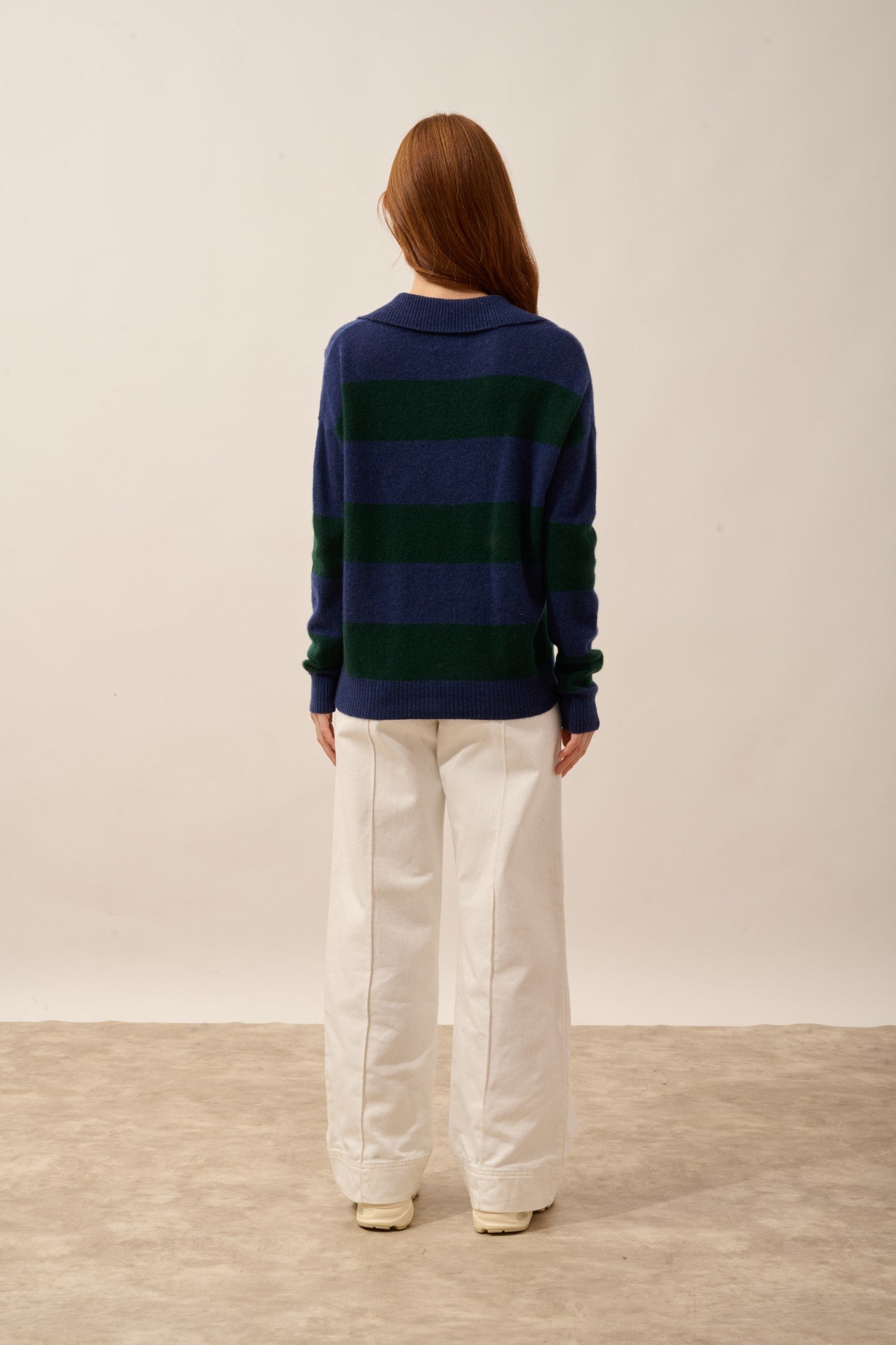 ivana polo col v croisé bi-color bleu nuit/cyprès