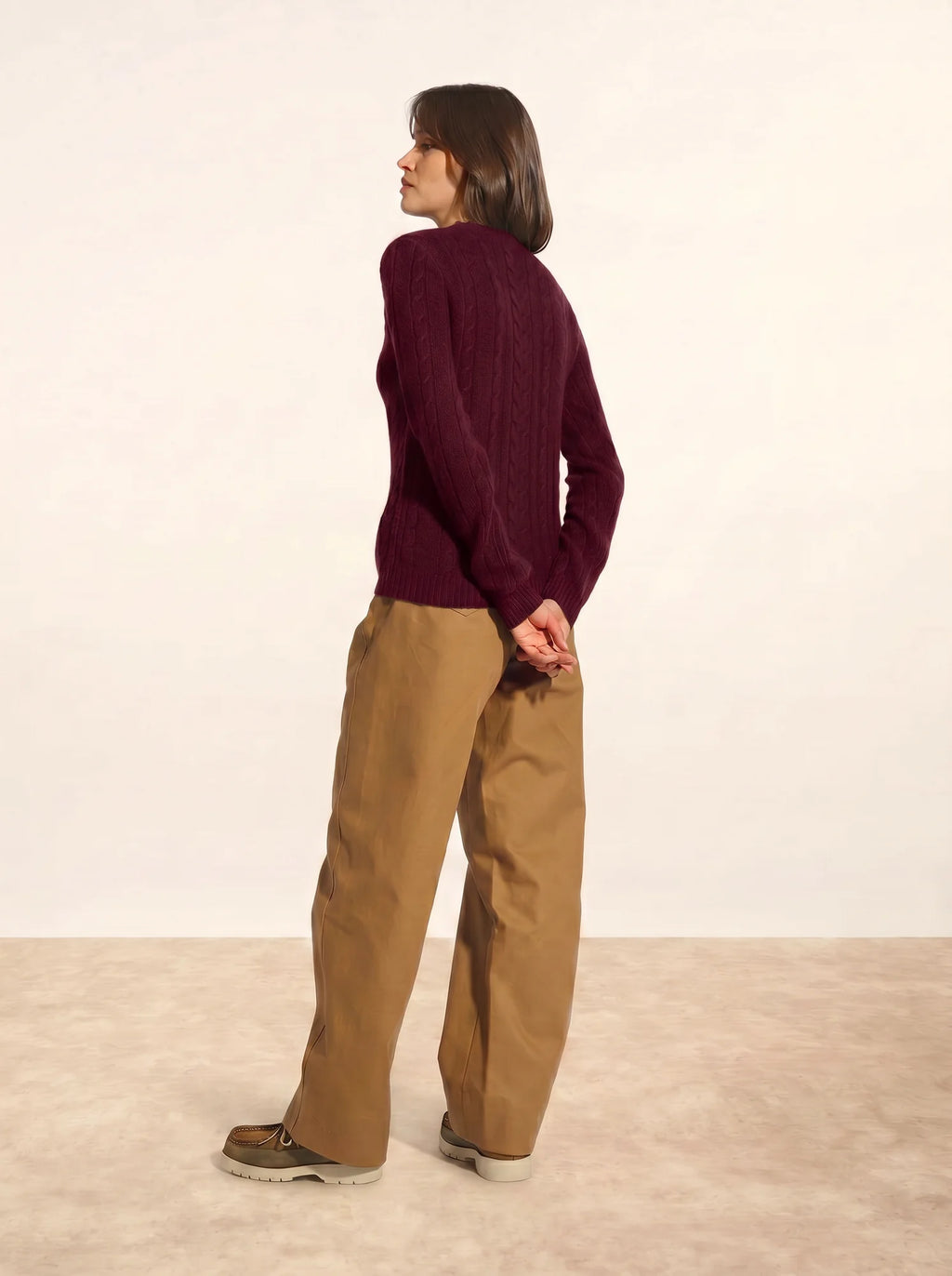 OLIVIA Pull Col Rond 8 Fils Bordeaux