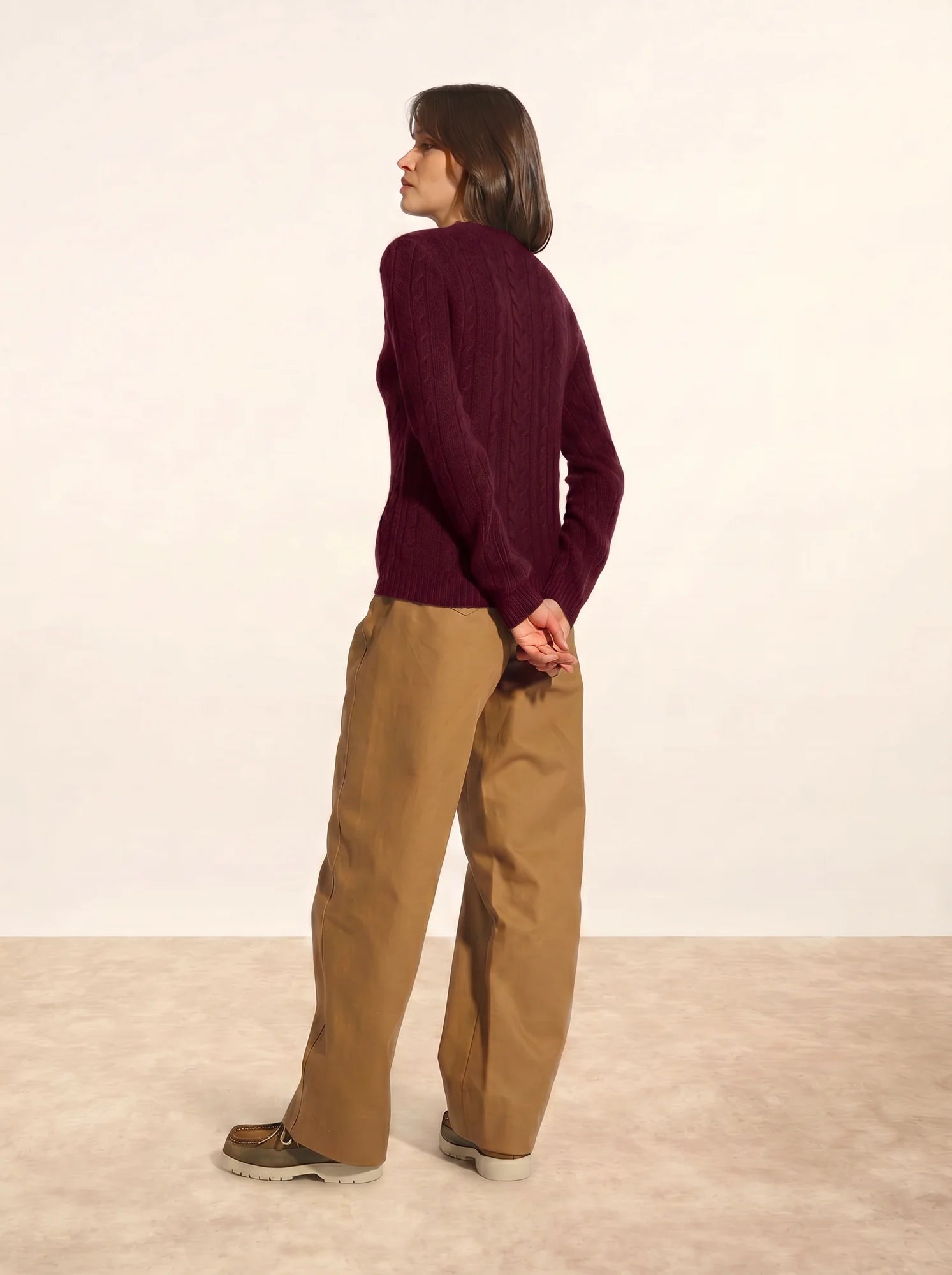 OLIVIA Pull Col Rond 8 Fils Bordeaux