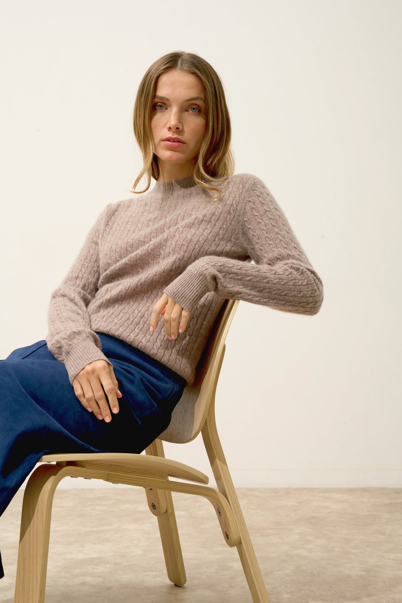 JADE pull col rond caribou chiné