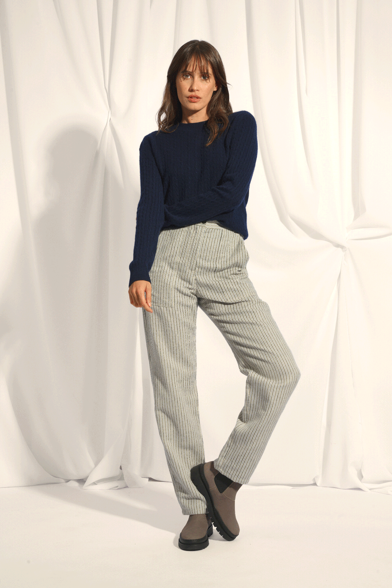 JADE pull col rond navy