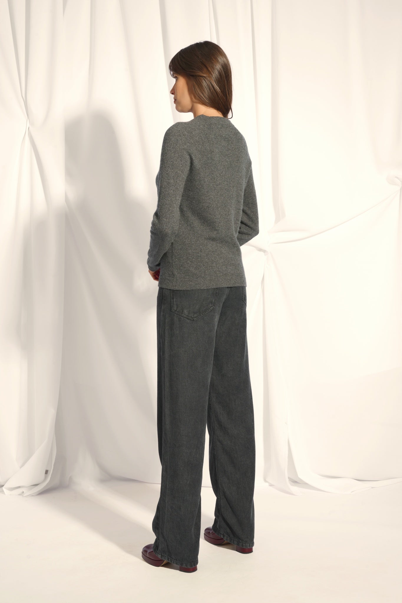 JANE pull col rond anthracite chiné