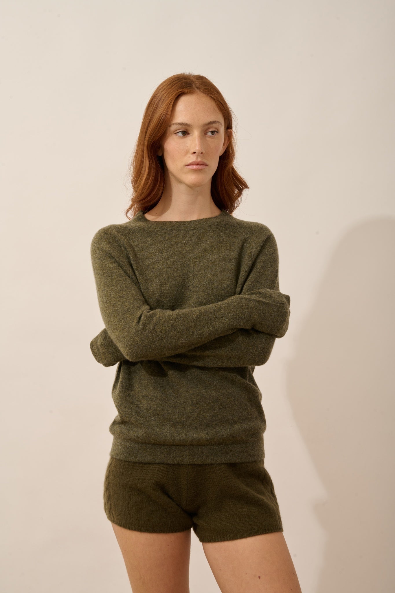 JANE pull col rond army chiné