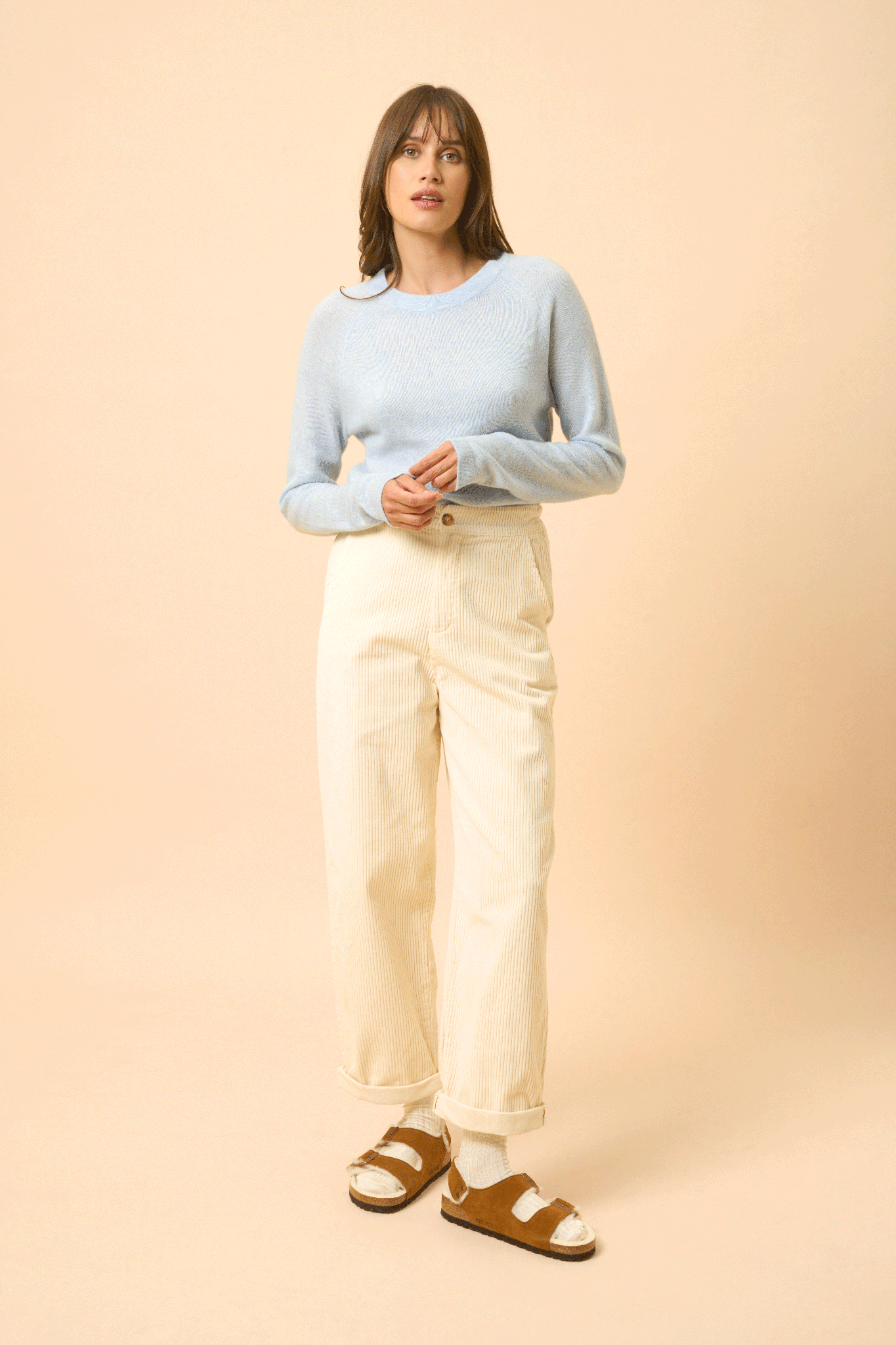 JANE pull col rond bleu clair chiné