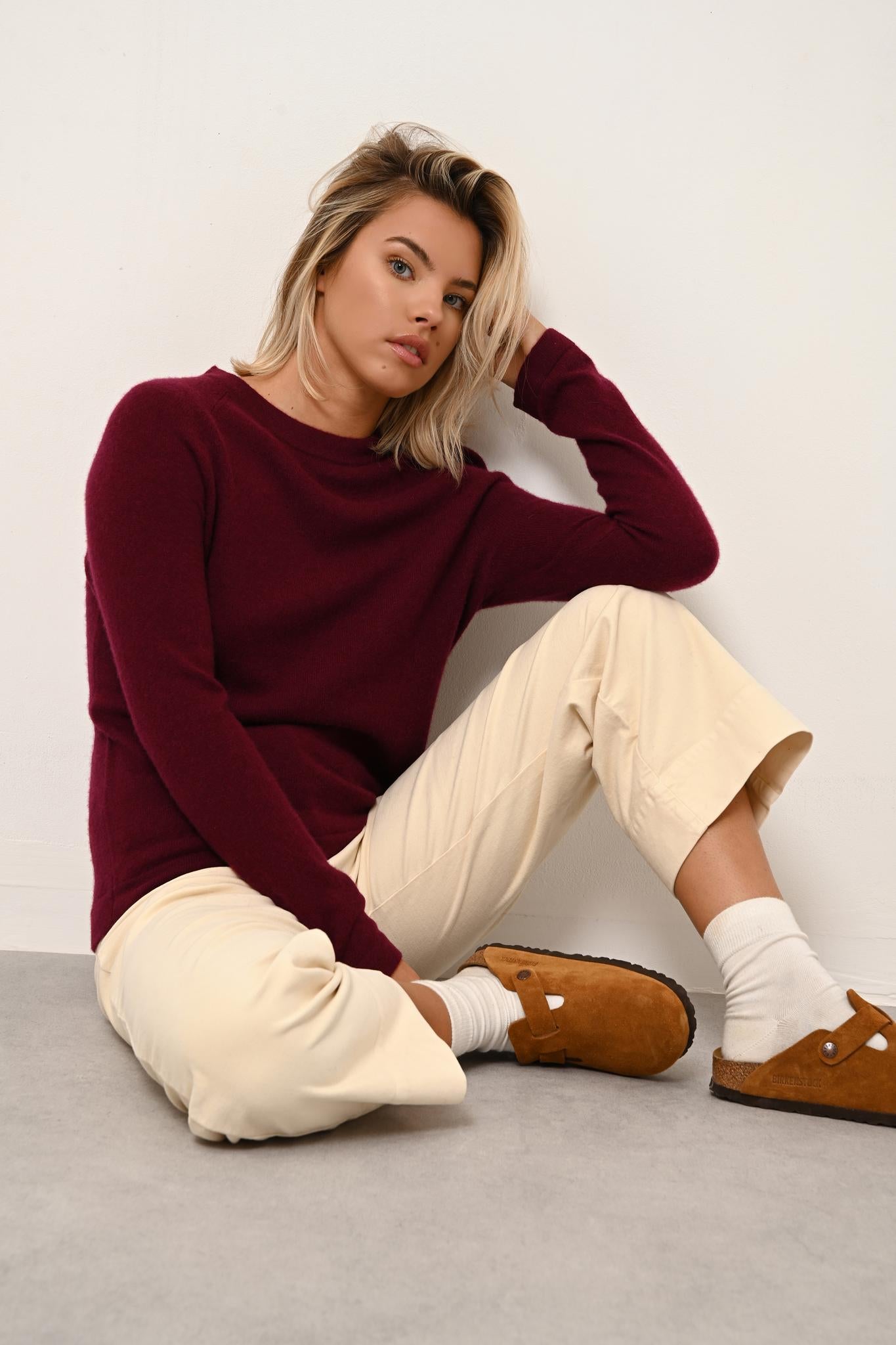 JANE pull col rond bordeaux