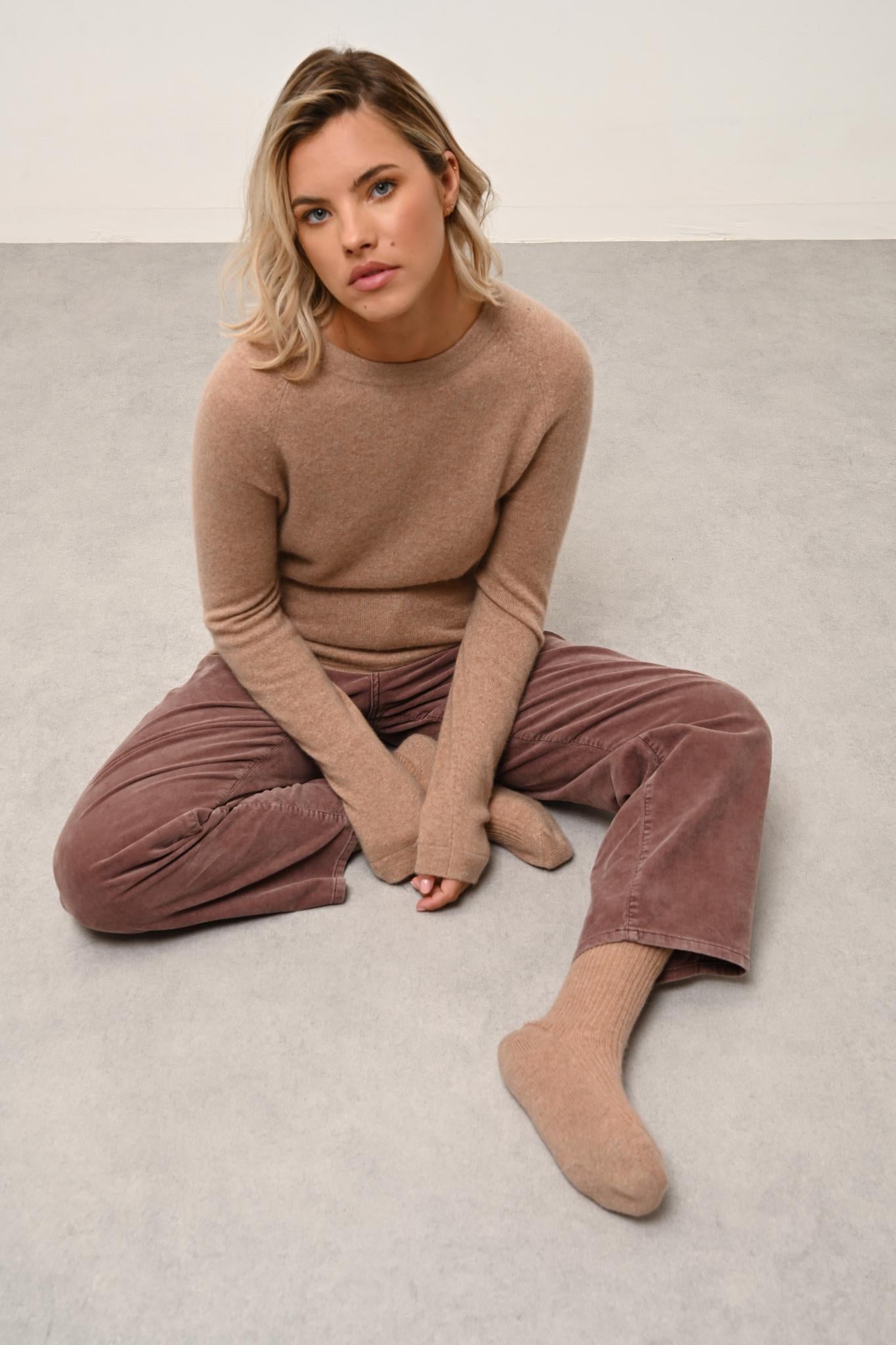 JANE pull col rond camel chiné