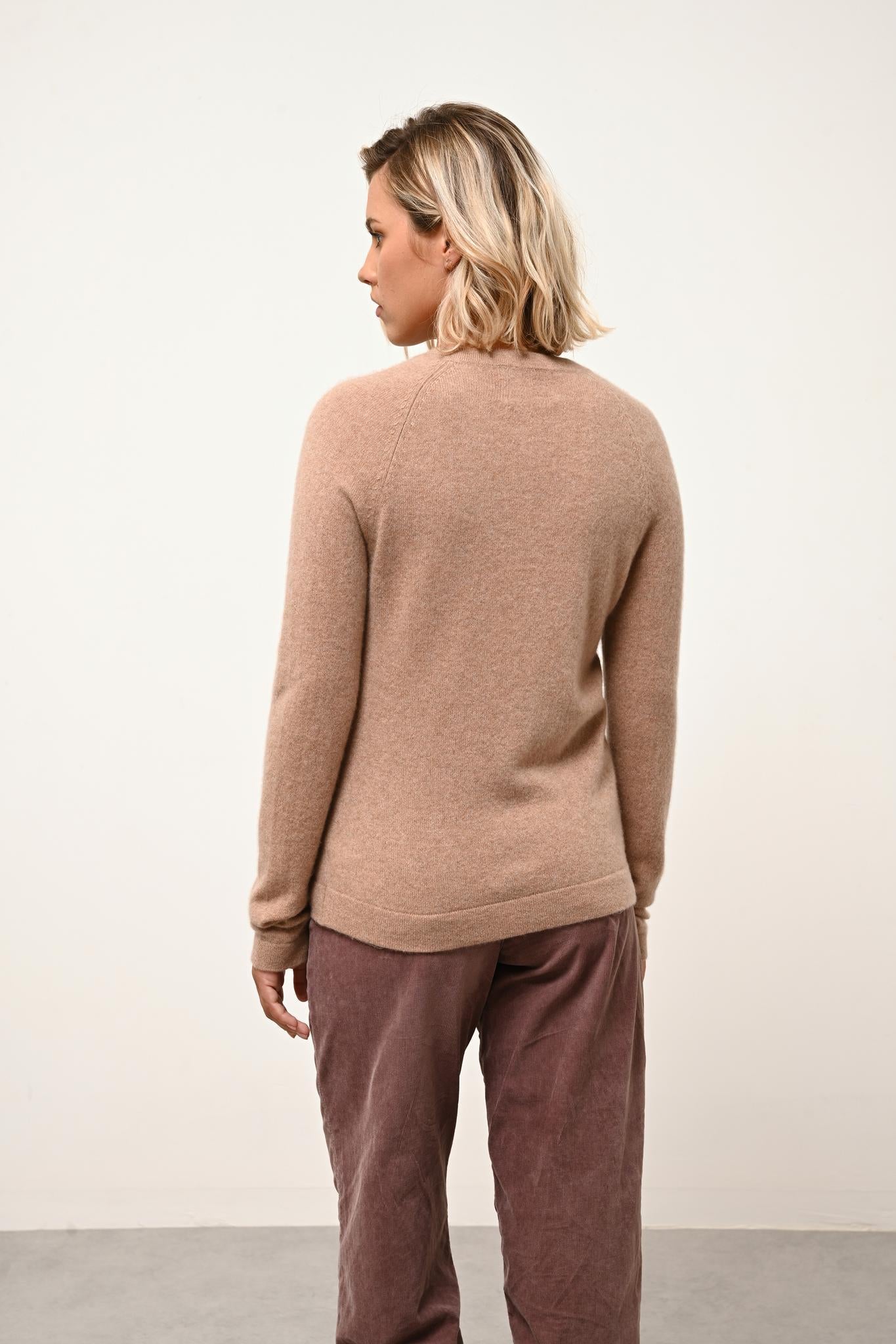 JANE pull col rond camel chiné
