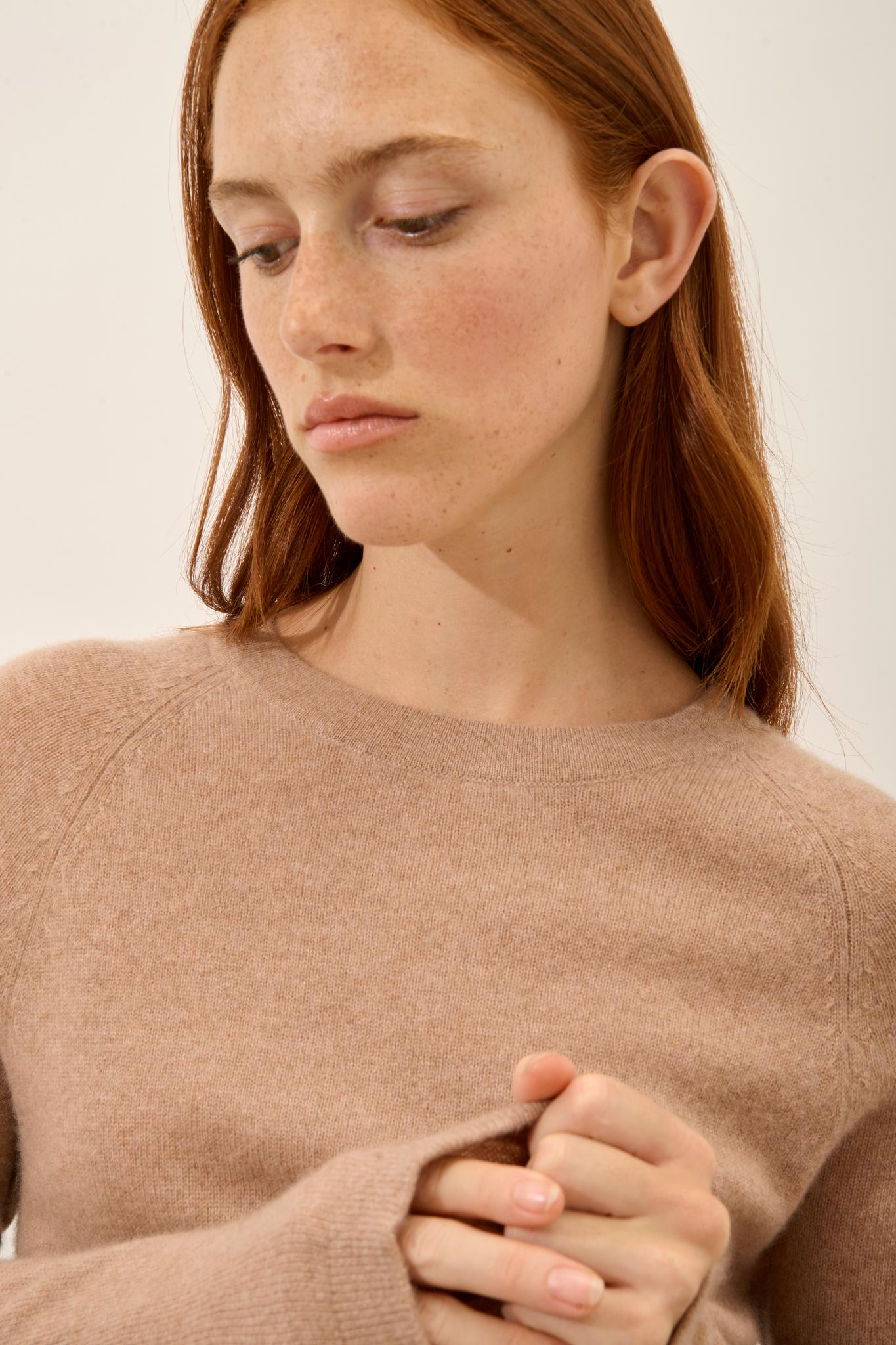 JANE pull col rond camel chiné