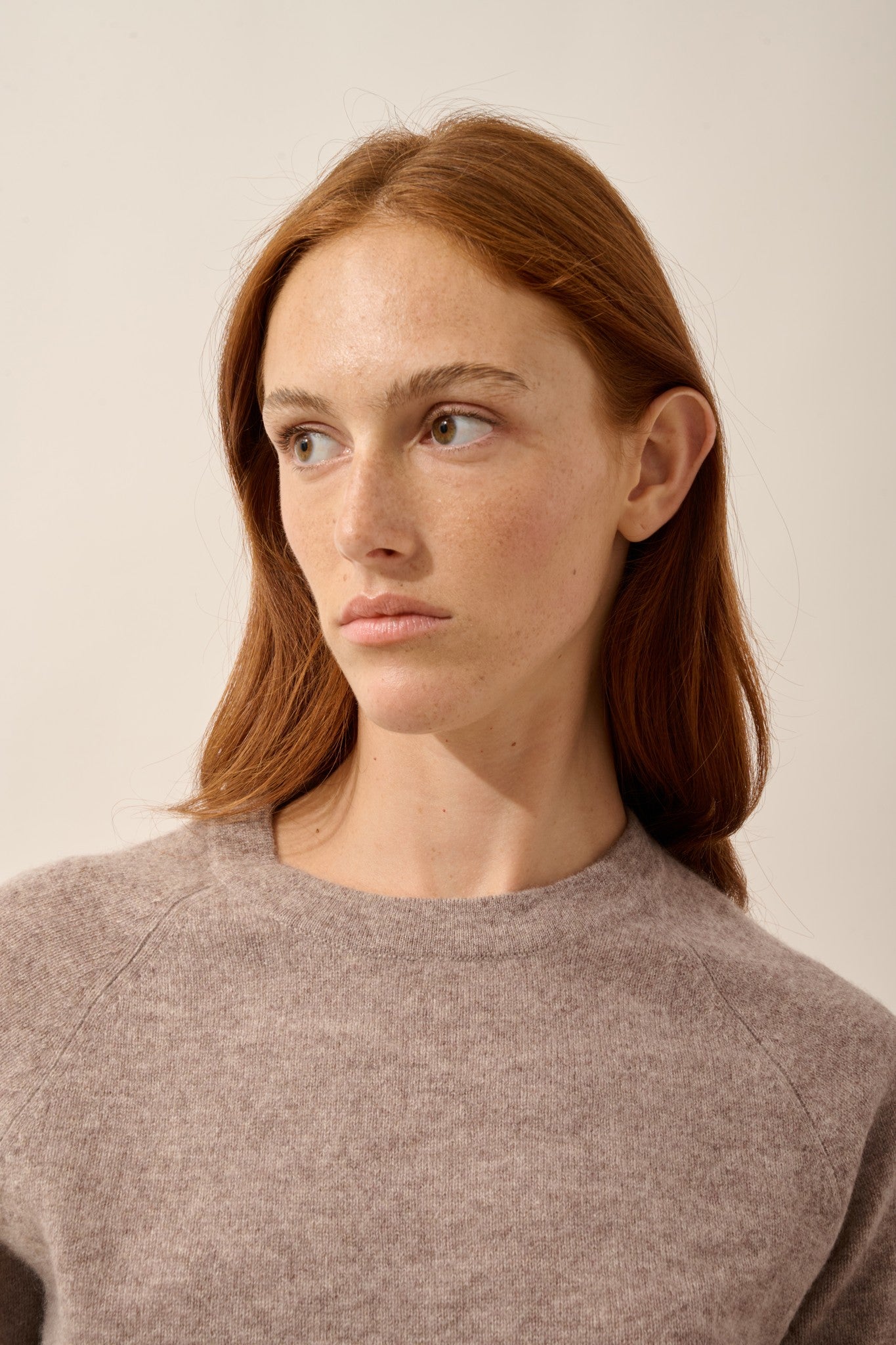 jane pull col rond caribou chiné 100% cachemire