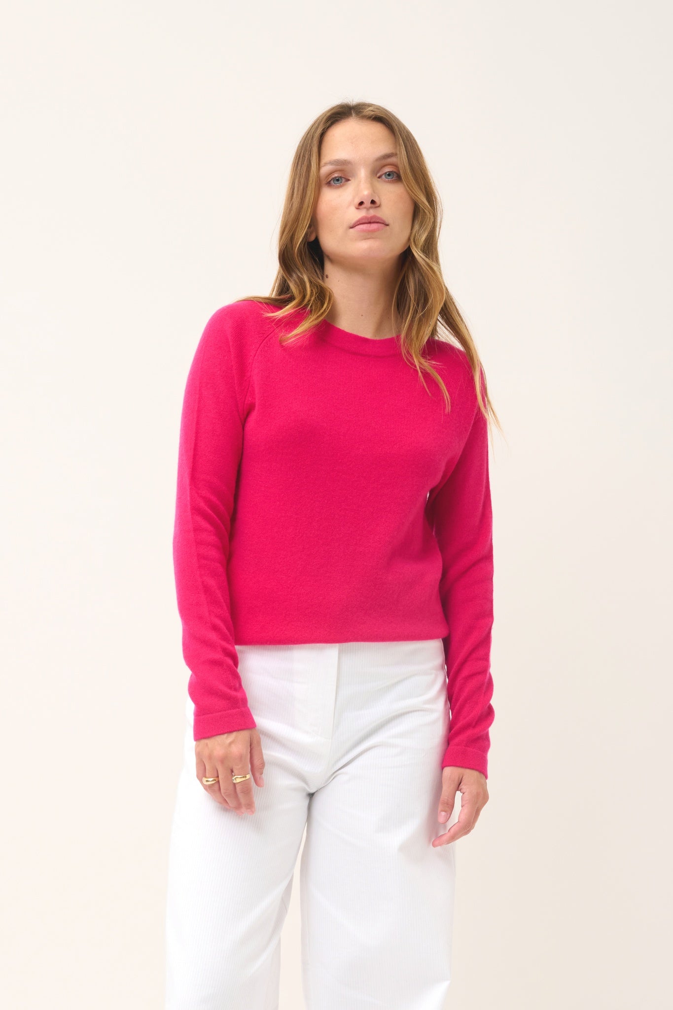 JANE pull col rond fuchsia