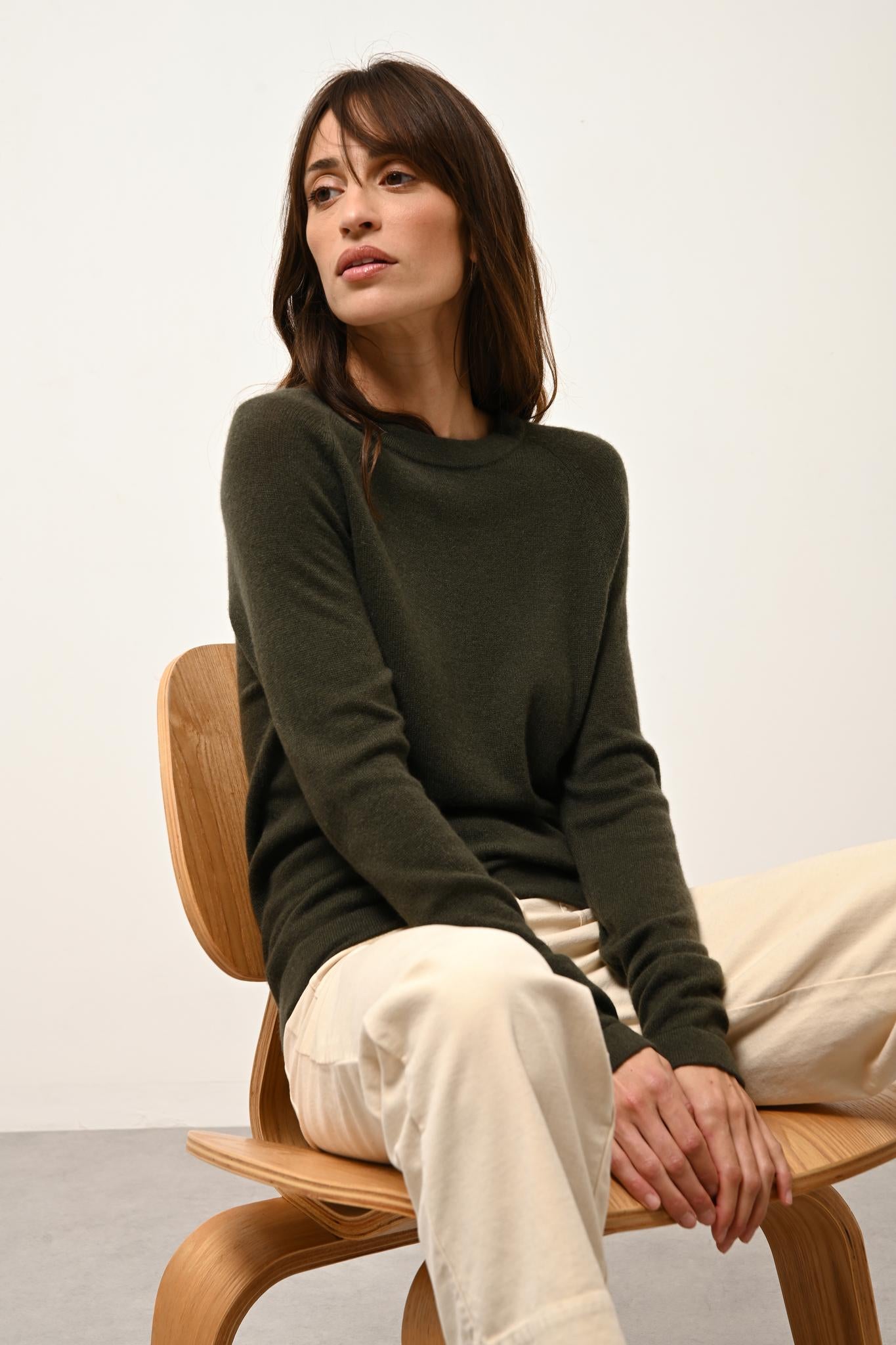 JANE pull col rond kaki