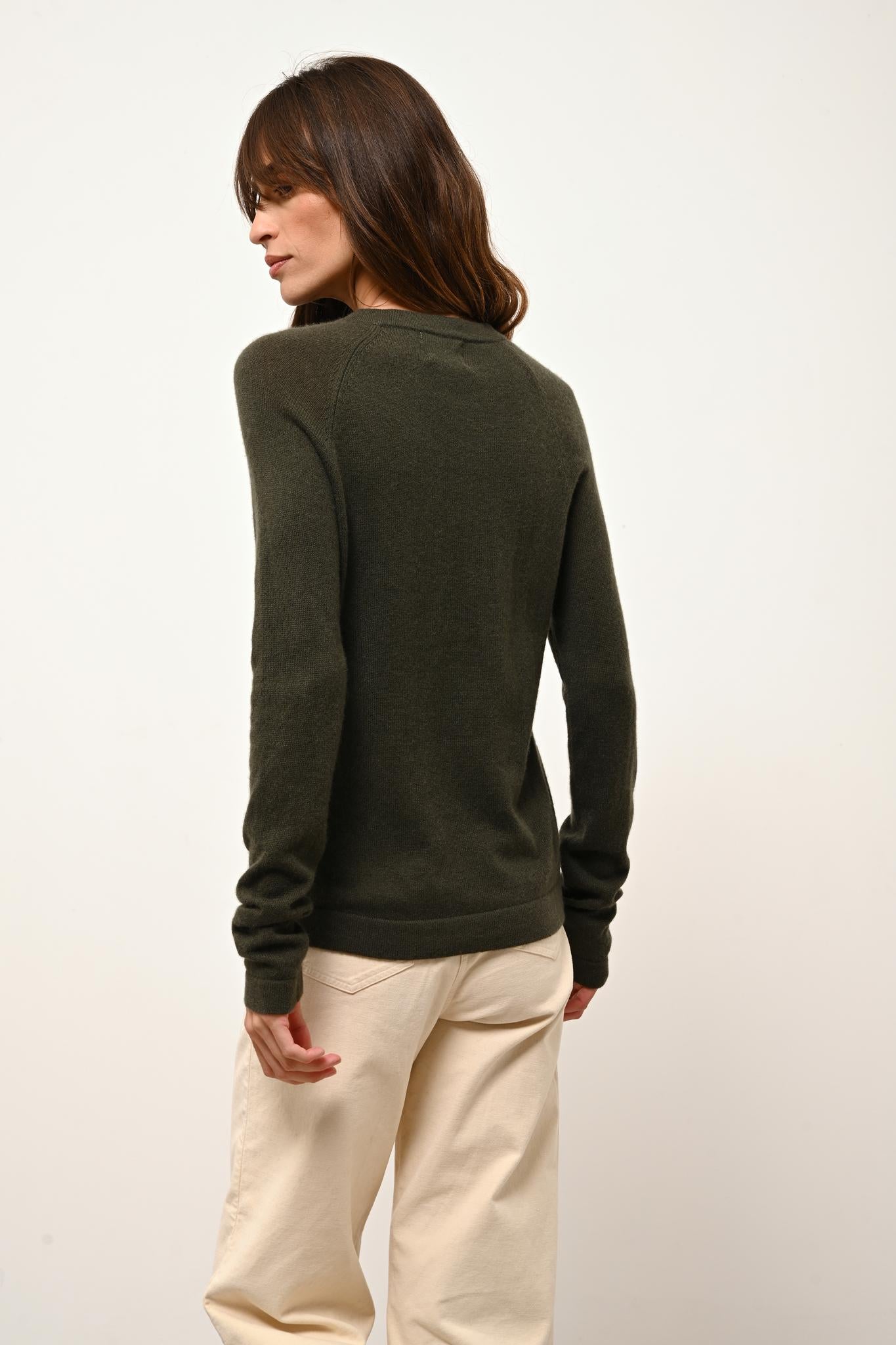 JANE pull col rond kaki
