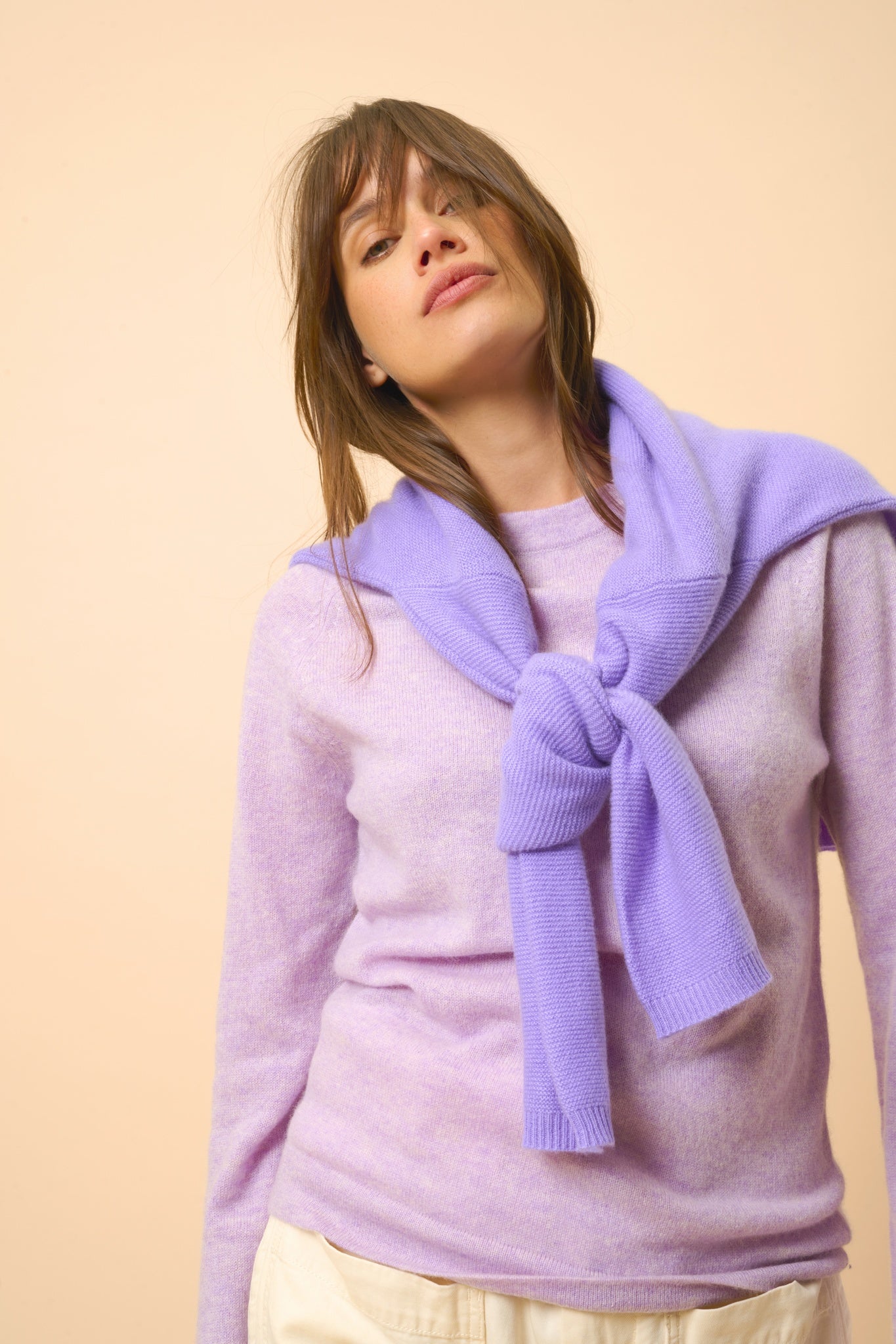 JANE mauve mottled round-neck sweater