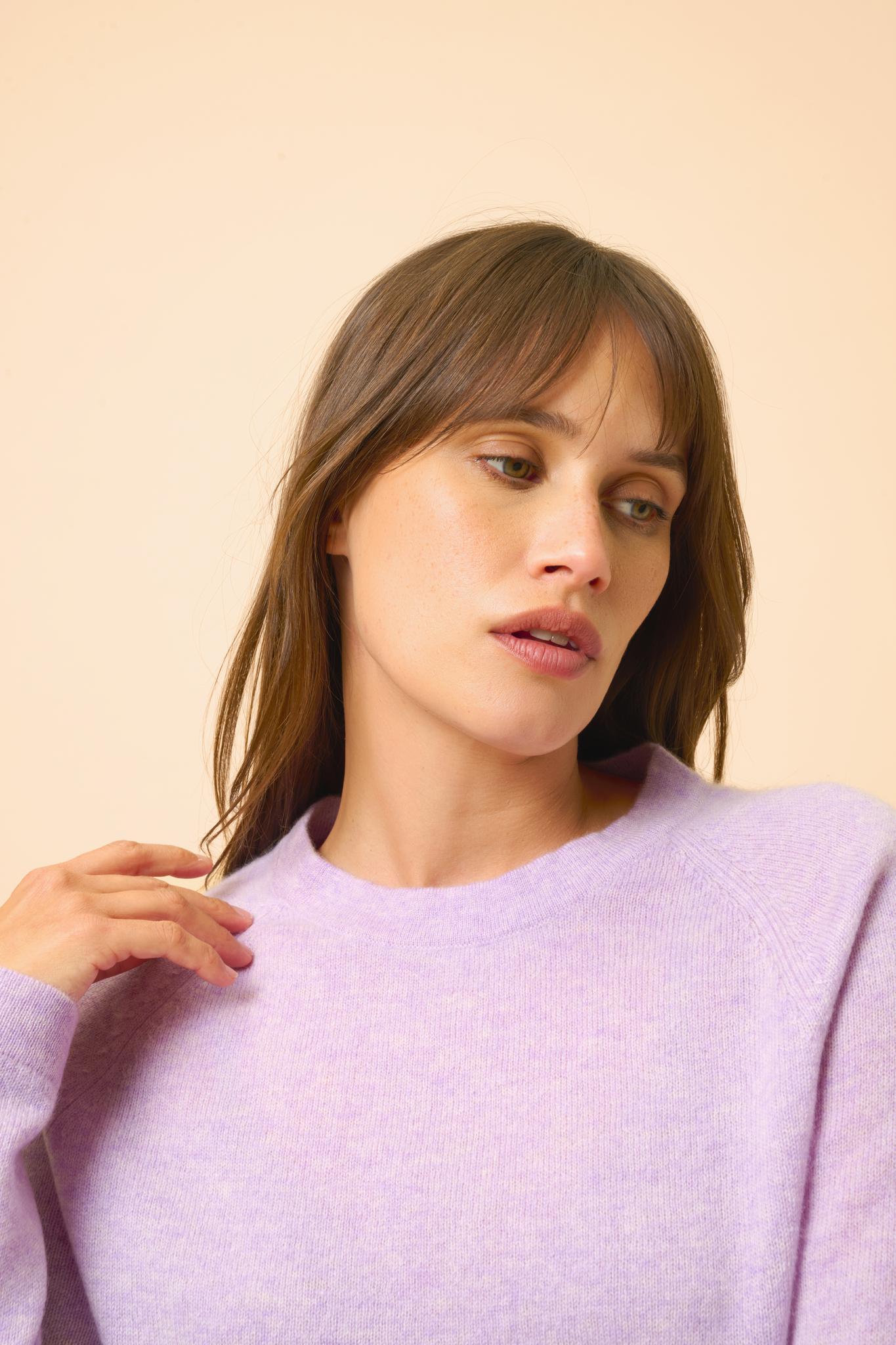 JANE pull col rond mauve chiné