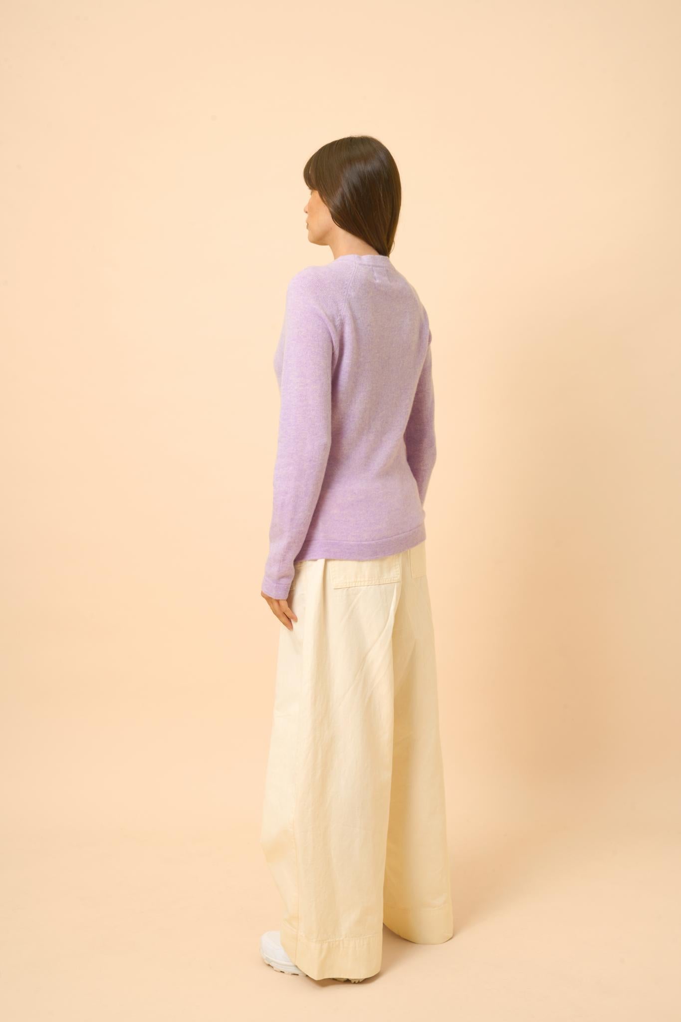 JANE pull col rond mauve chiné