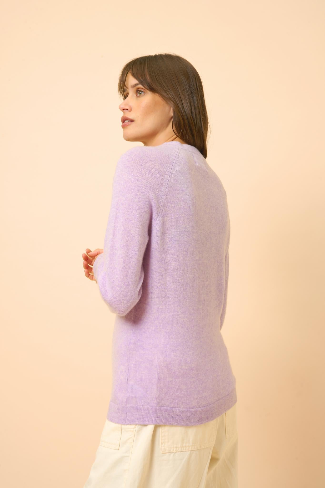 JANE pull col rond mauve chiné