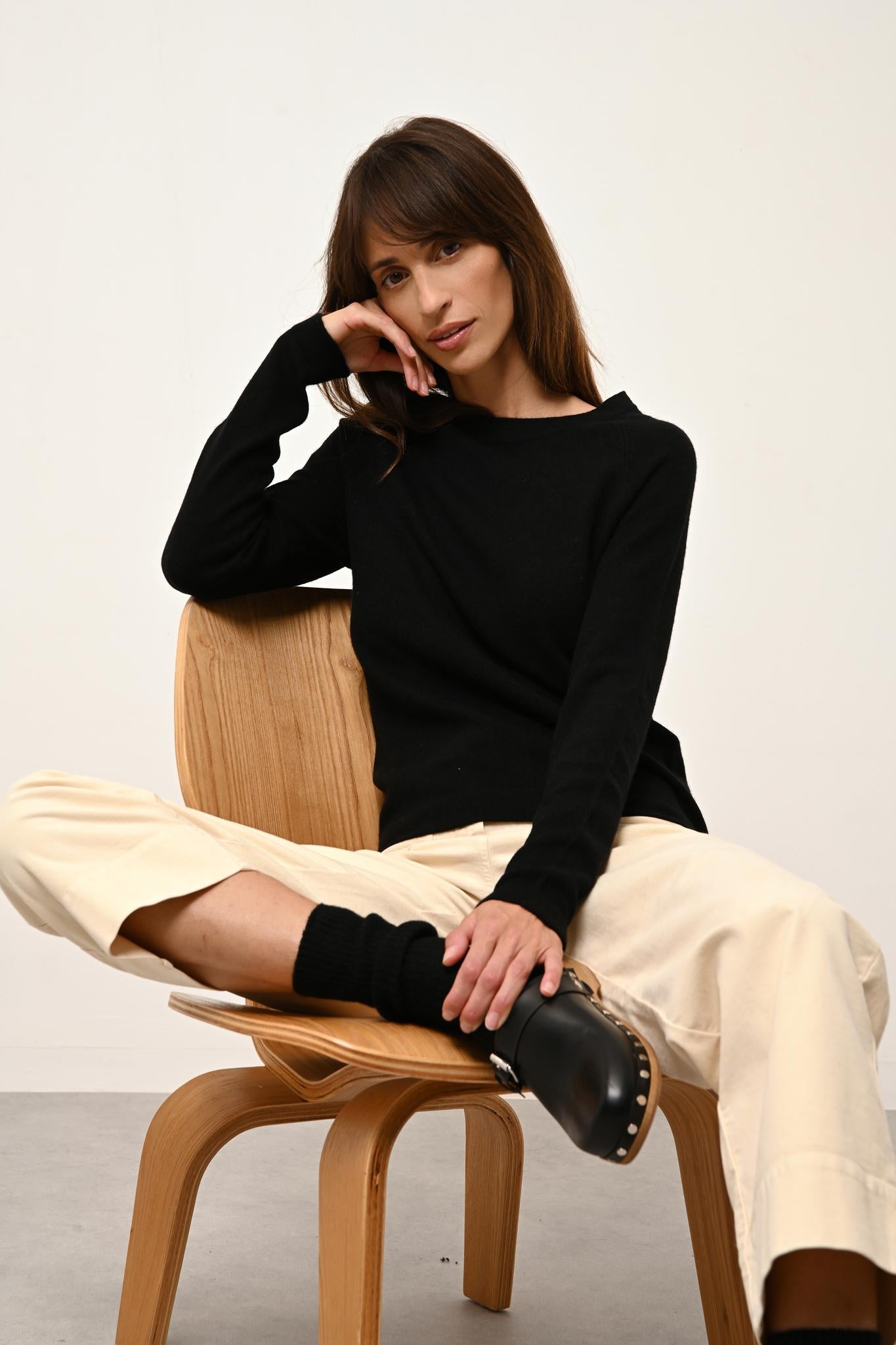 JANE pull col rond noir