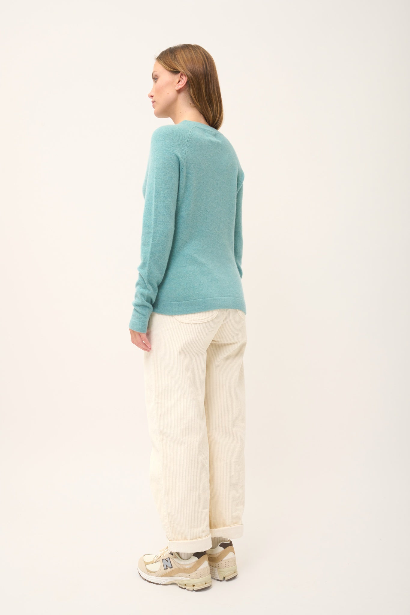 JANE pull col rond vert chiné